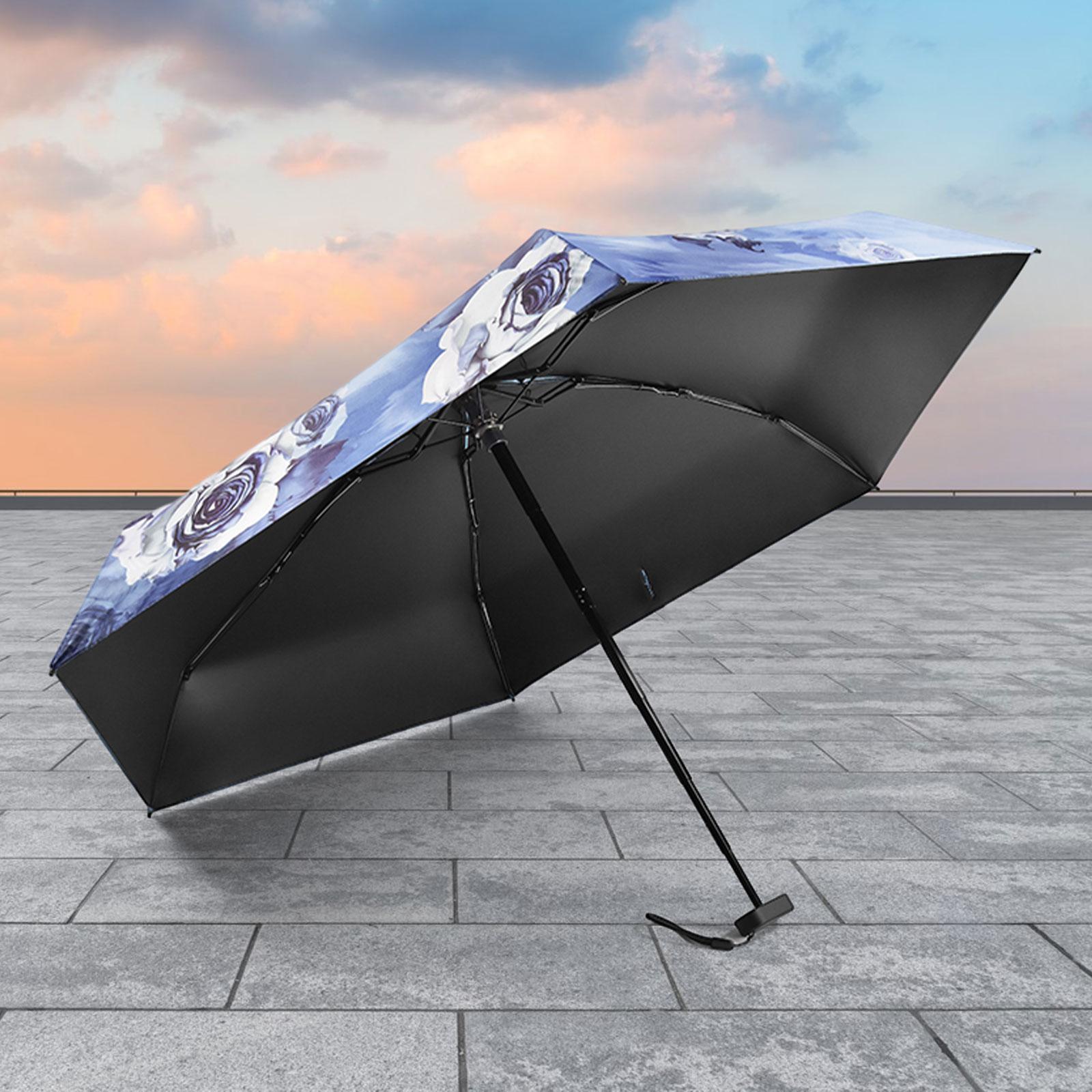 Mini Umbrella Creative Waterproof Rain Umbrella for Backpacking Outdoor Travel Light blue