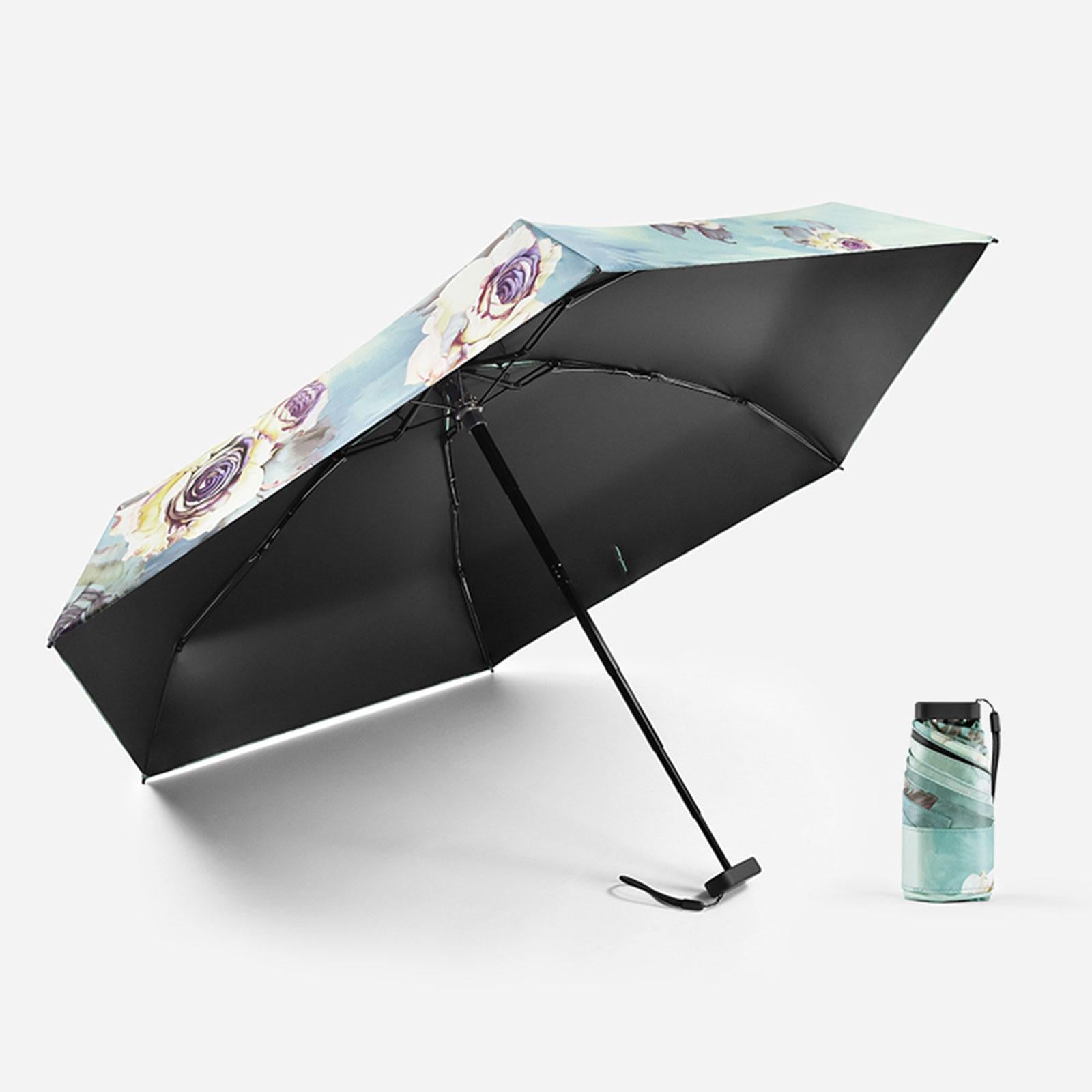 Mini Umbrella Creative Waterproof Rain Umbrella for Backpacking Outdoor Travel Light green