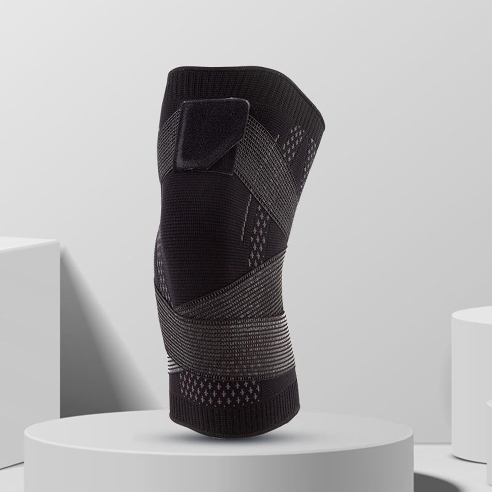 Knee Pad Adjustable with Straps Elastic Knee Brace for Running Sports L