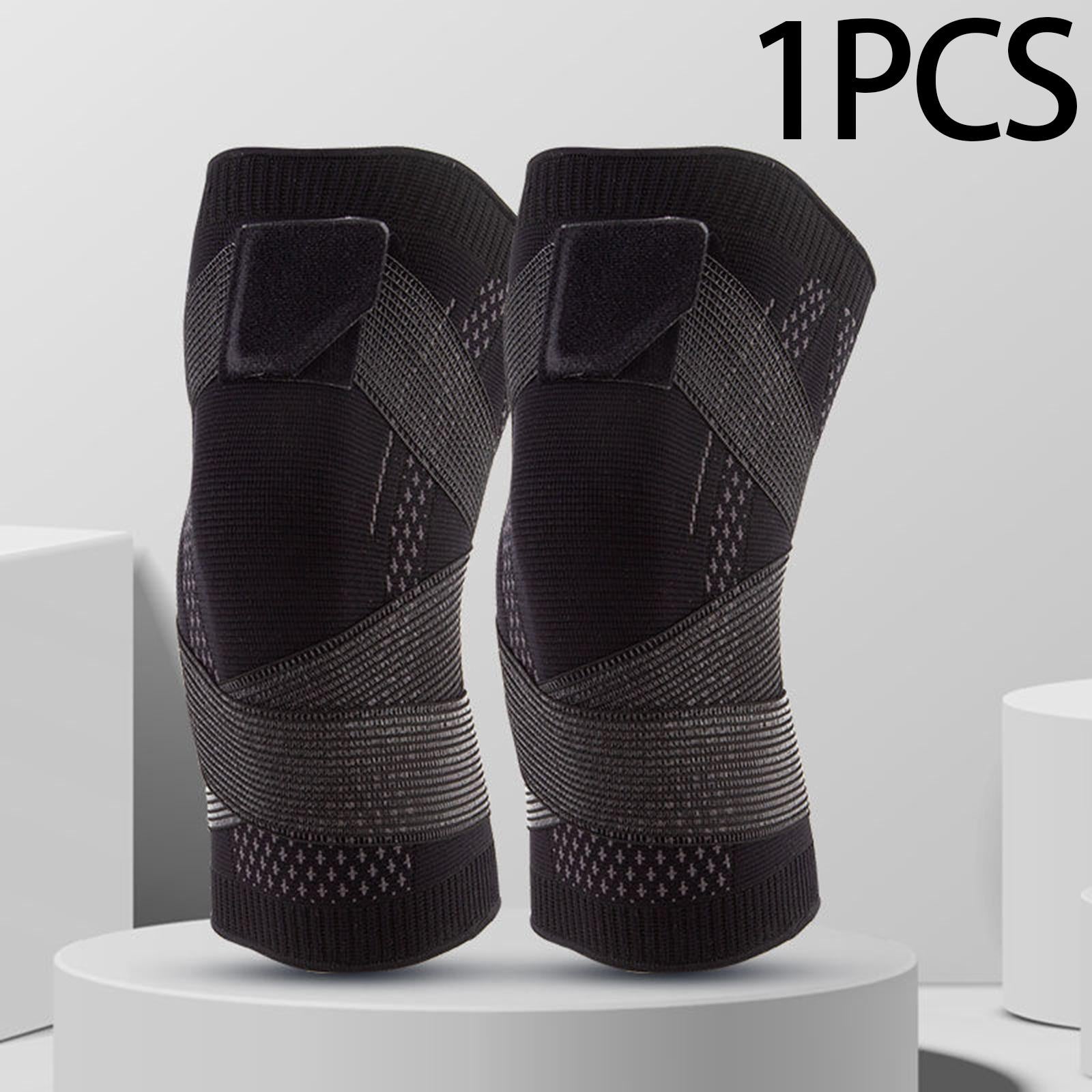 Knee Pad Adjustable with Straps Elastic Knee Brace for Running Sports L