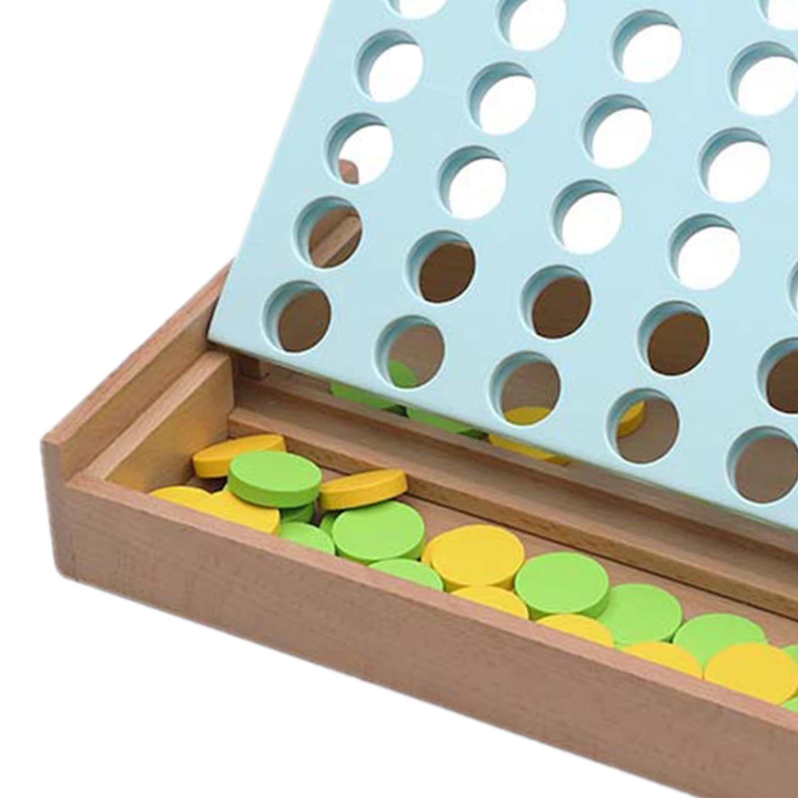 4 in A Row Wooden Board Game Educational Toy for 6 Years Old Kids Boys Girls