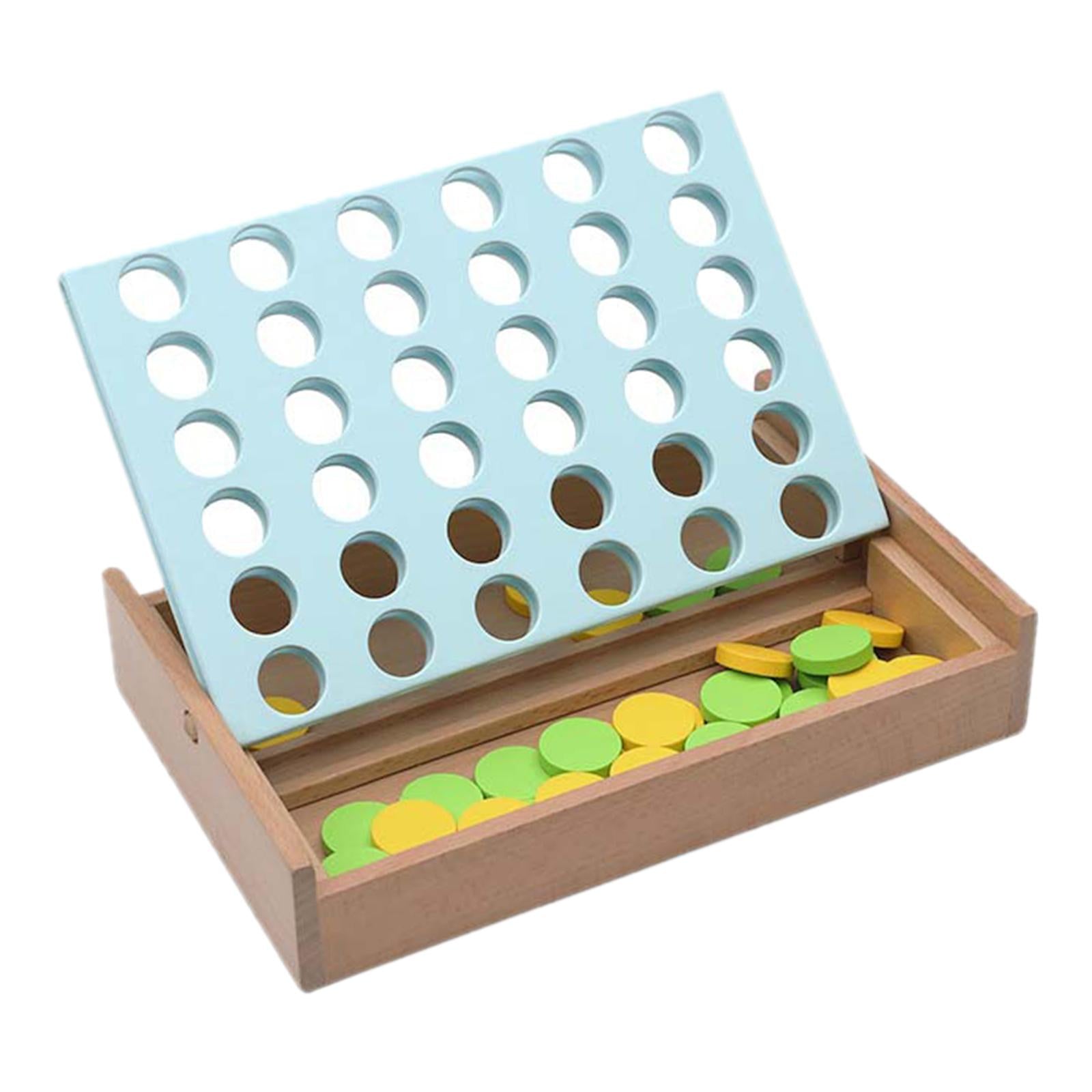 4 in A Row Wooden Board Game Educational Toy for 6 Years Old Kids Boys Girls