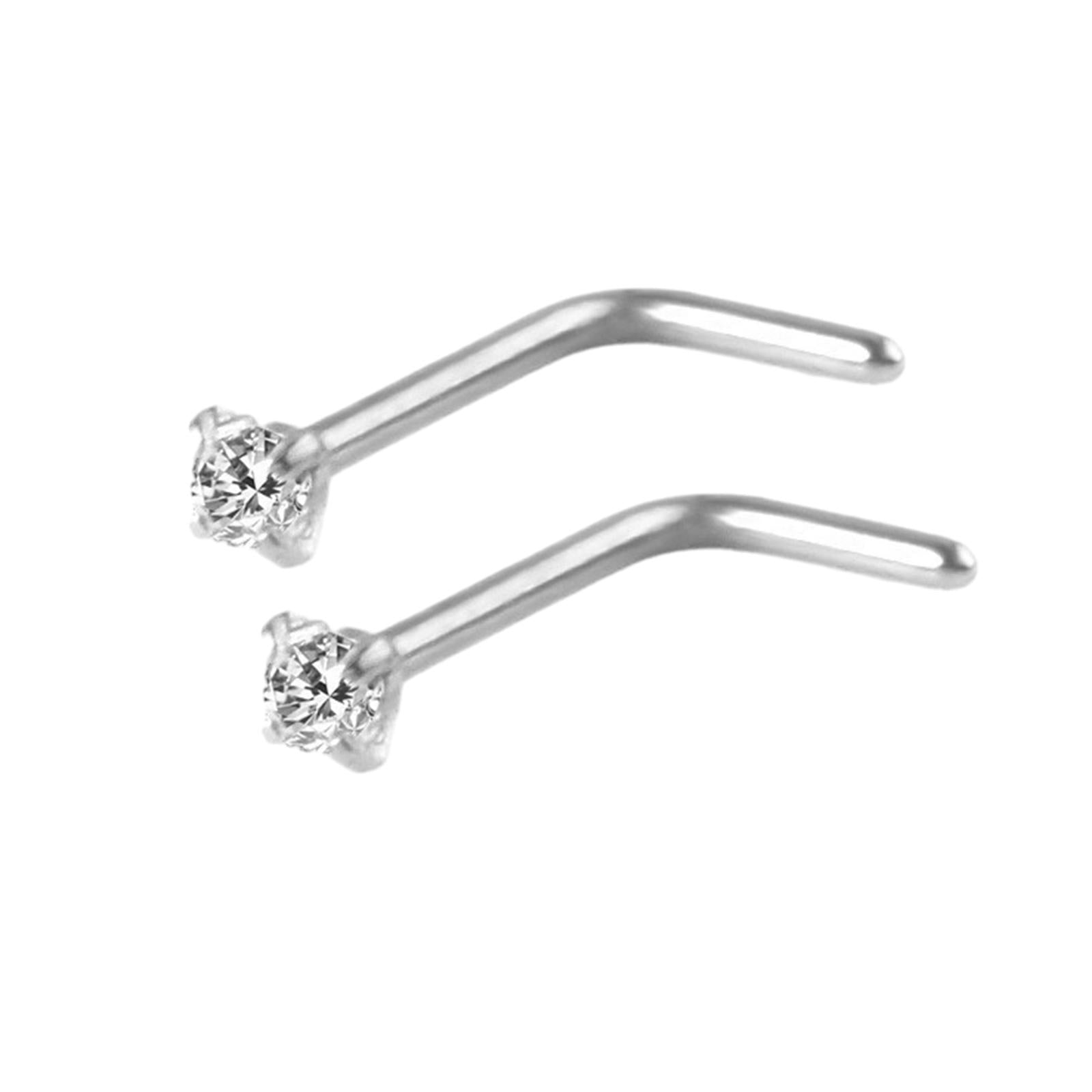 6Pcs Corkscrew Nose Rings Stainless Steel Nose Studs for Men Women Birthdays Argent