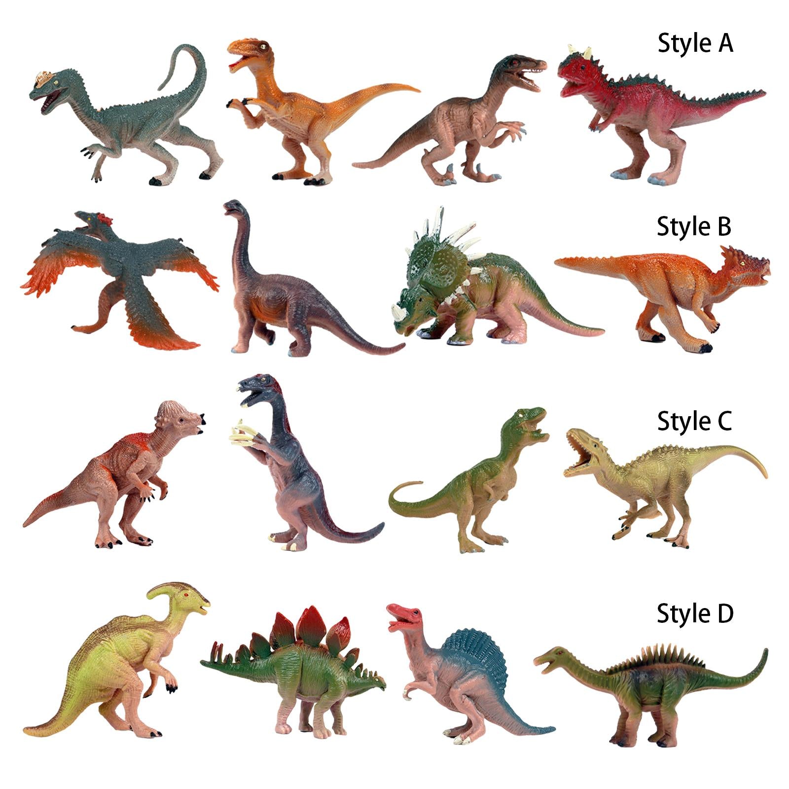 4 Pieces Dinosaur Figure Toy Animal Figurine Model for Party Favors Birthday Style A
