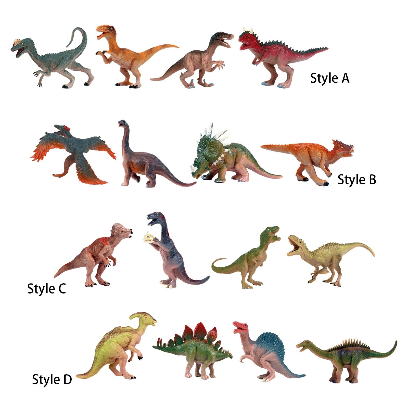 4 Pieces Dinosaur Figure Toy Animal Figurine Model for Party Favors Birthday Style A
