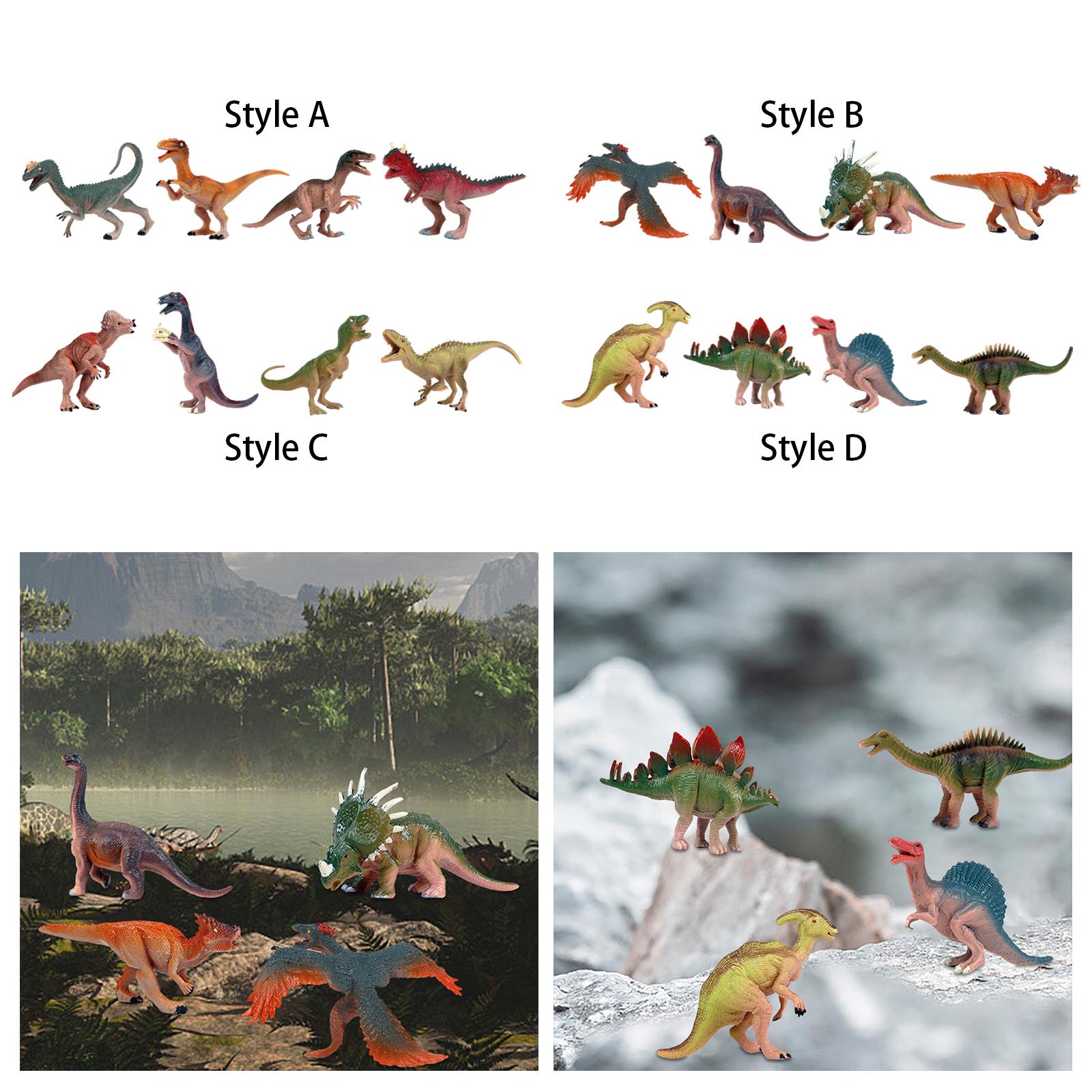 4 Pieces Dinosaur Figure Toy Animal Figurine Model for Party Favors Birthday Style A