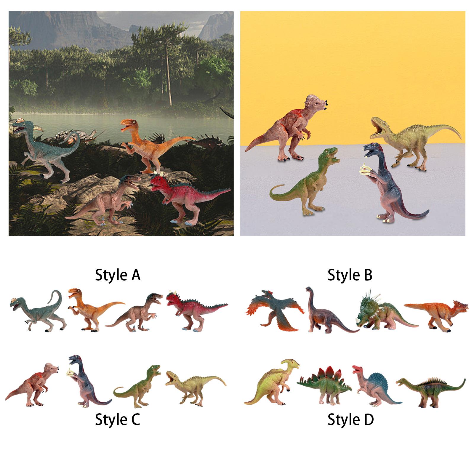 4 Pieces Dinosaur Figure Toy Animal Figurine Model for Party Favors Birthday Style A
