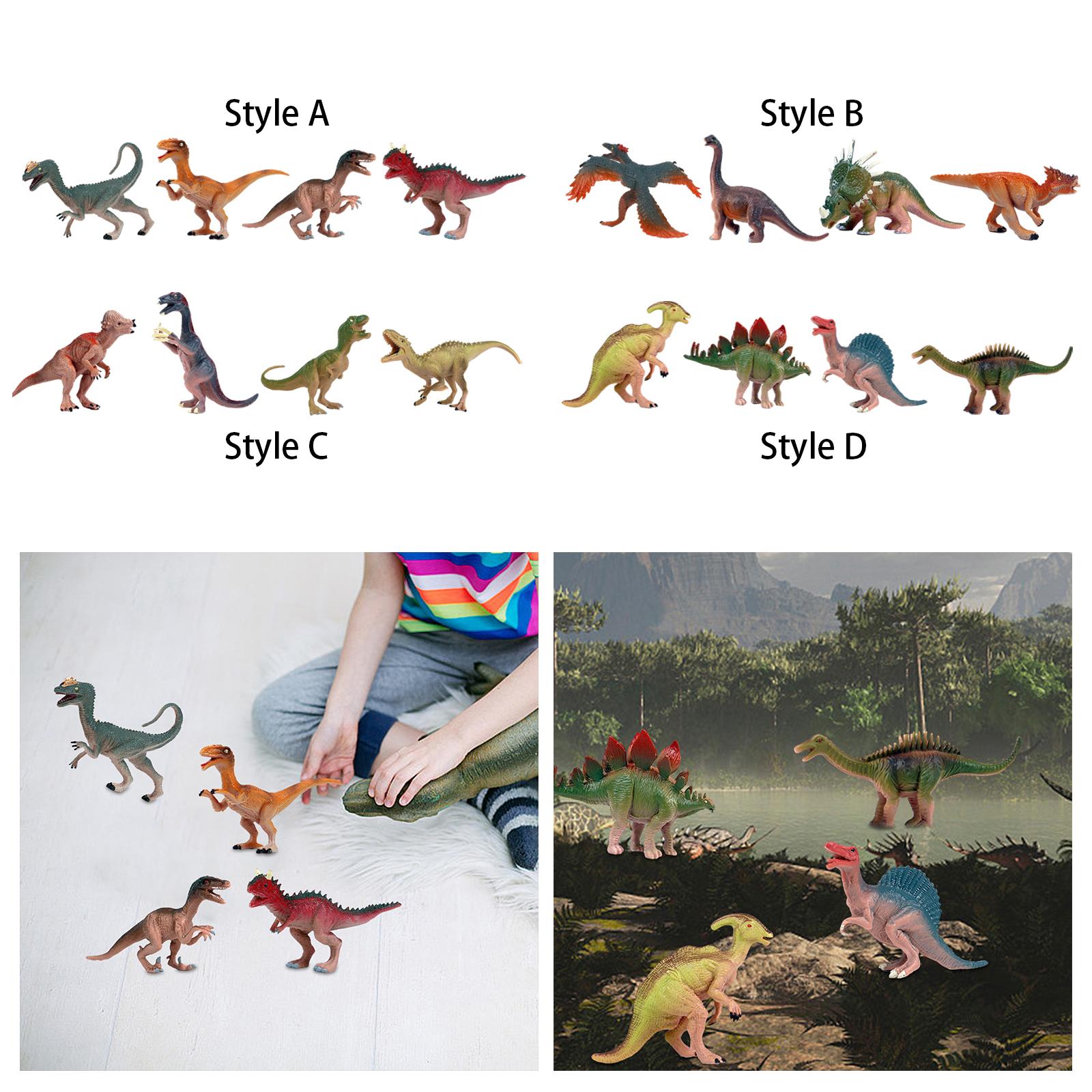 4 Pieces Dinosaur Figure Toy Animal Figurine Model for Party Favors Birthday Style A