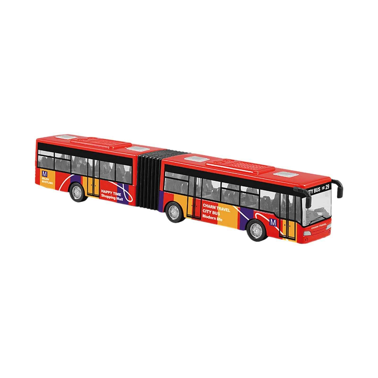 Pull Back Long Bus Model Alloy Alloy Pull Back Bus for Game Gifts Decoration red