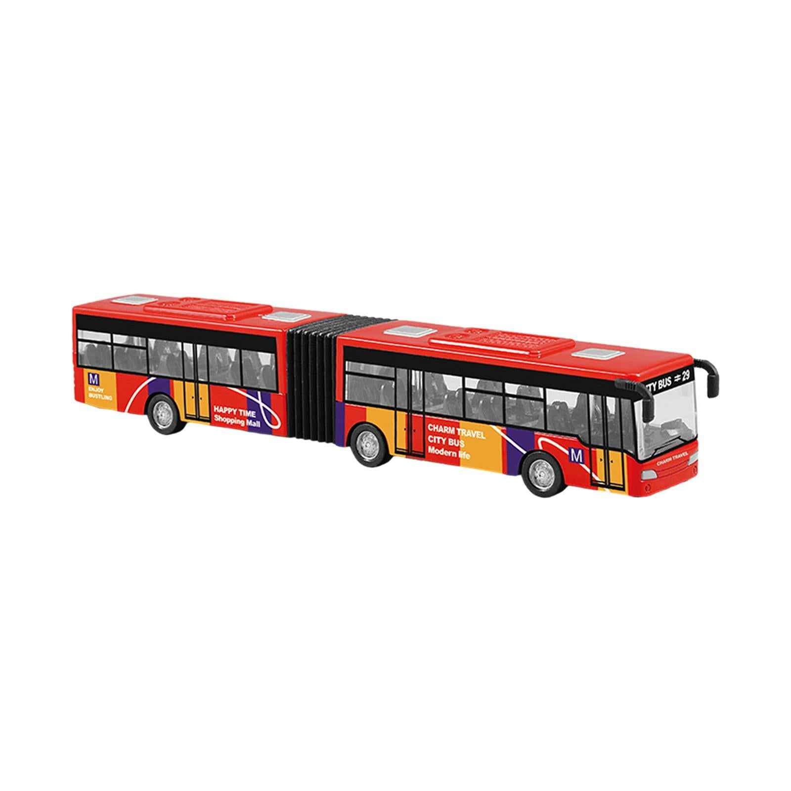 Pull Back Long Bus Model Alloy Alloy Pull Back Bus for Game Gifts Decoration red