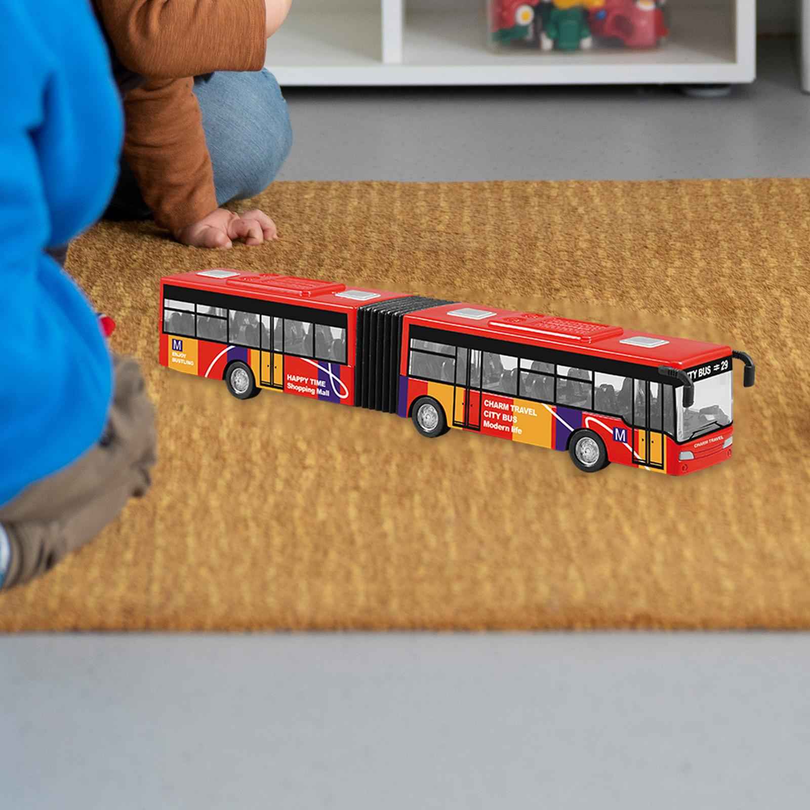 Pull Back Long Bus Model Alloy Alloy Pull Back Bus for Game Gifts Decoration red