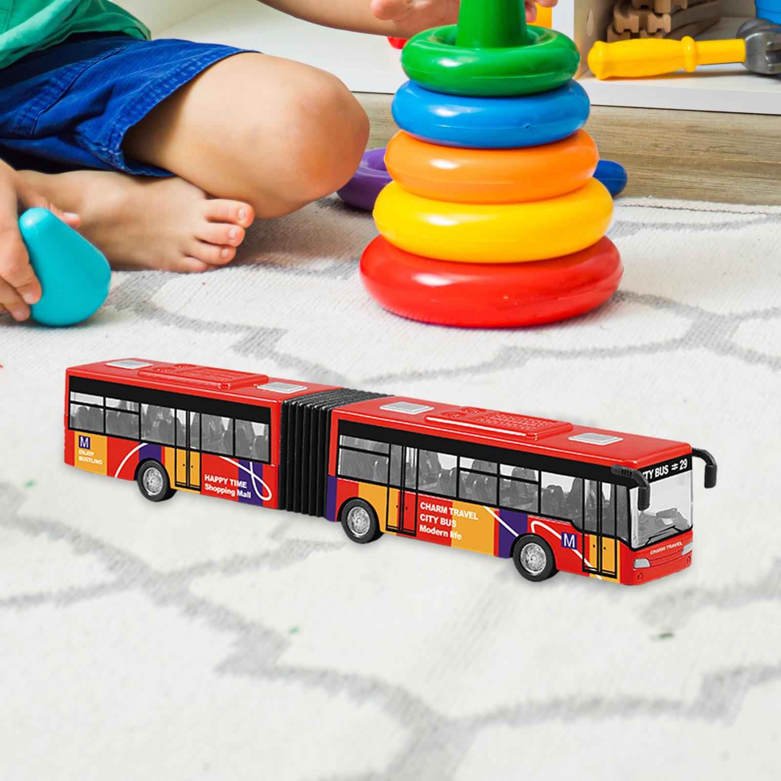 Pull Back Long Bus Model Alloy Alloy Pull Back Bus for Game Gifts Decoration red