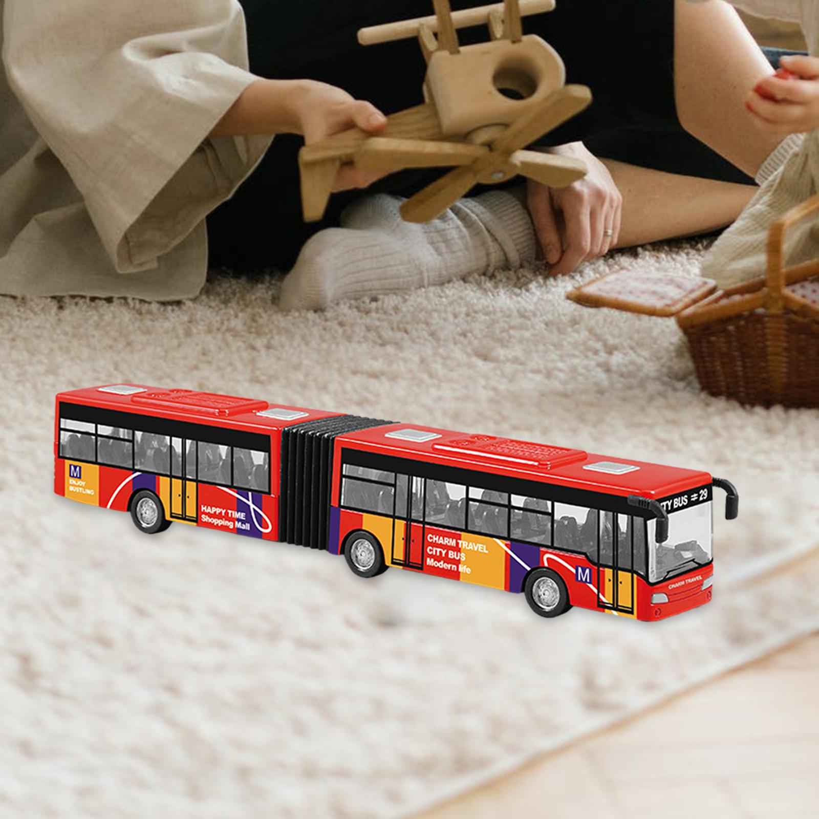 Pull Back Long Bus Model Alloy Alloy Pull Back Bus for Game Gifts Decoration red