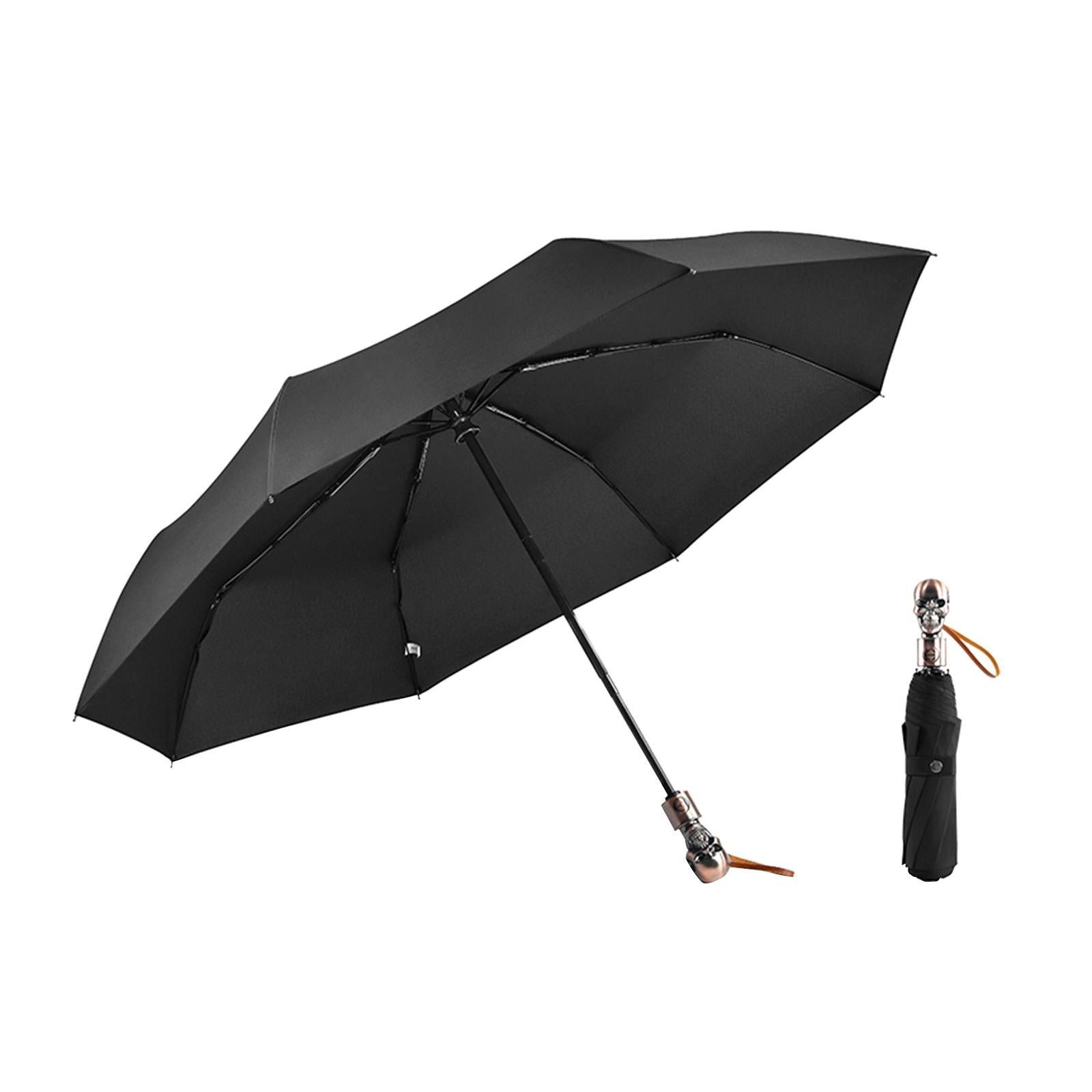 Skull Folding Umbrella Umbrella for Sun Rain for Summer Beach Travel Outdoor black