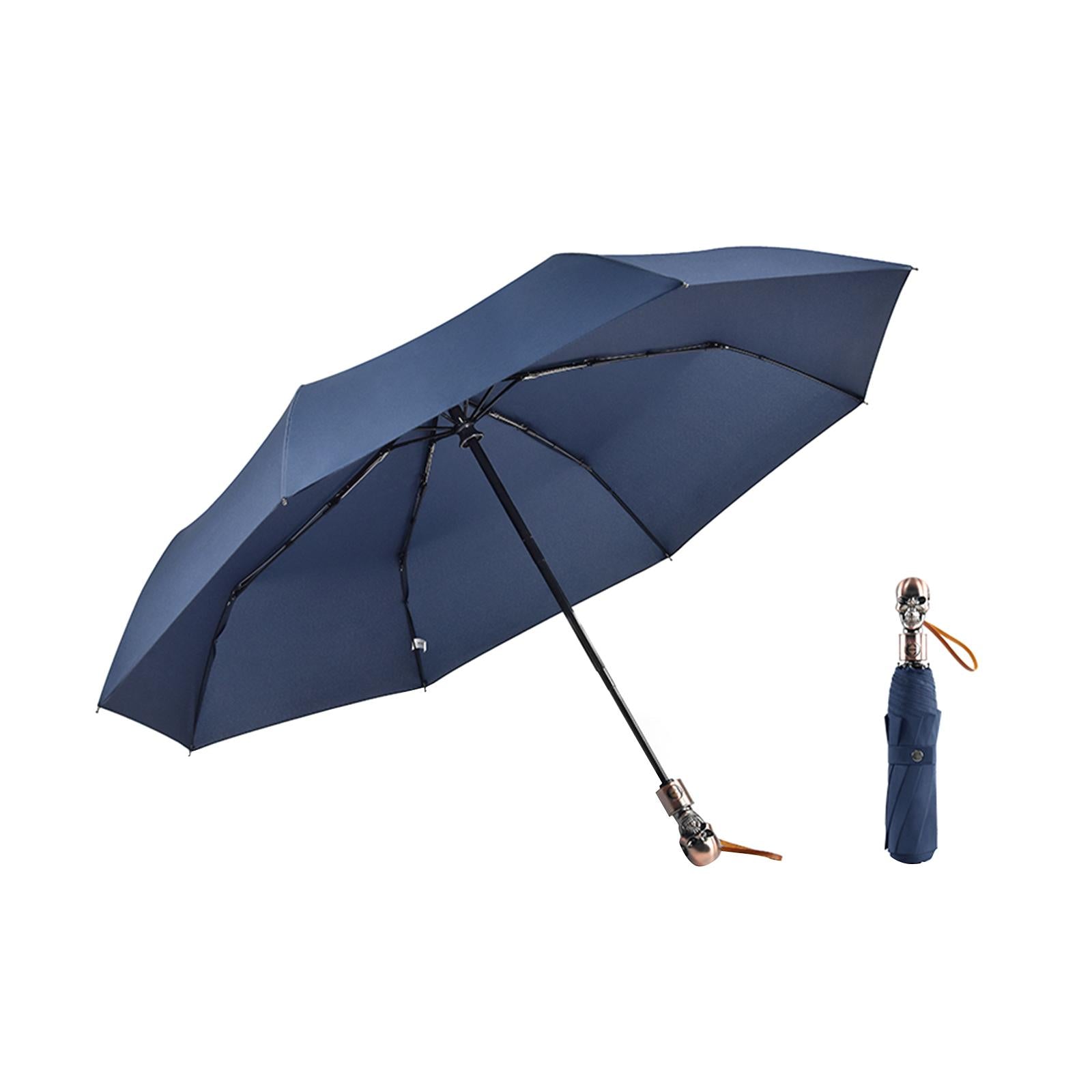 Skull Folding Umbrella Umbrella for Sun Rain for Summer Beach Travel Outdoor blue