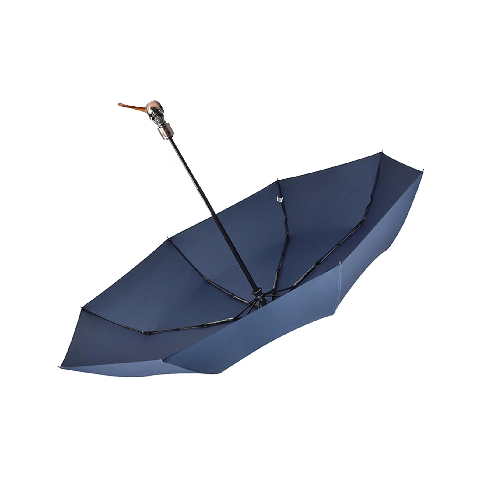 Skull Folding Umbrella Umbrella for Sun Rain for Summer Beach Travel Outdoor blue