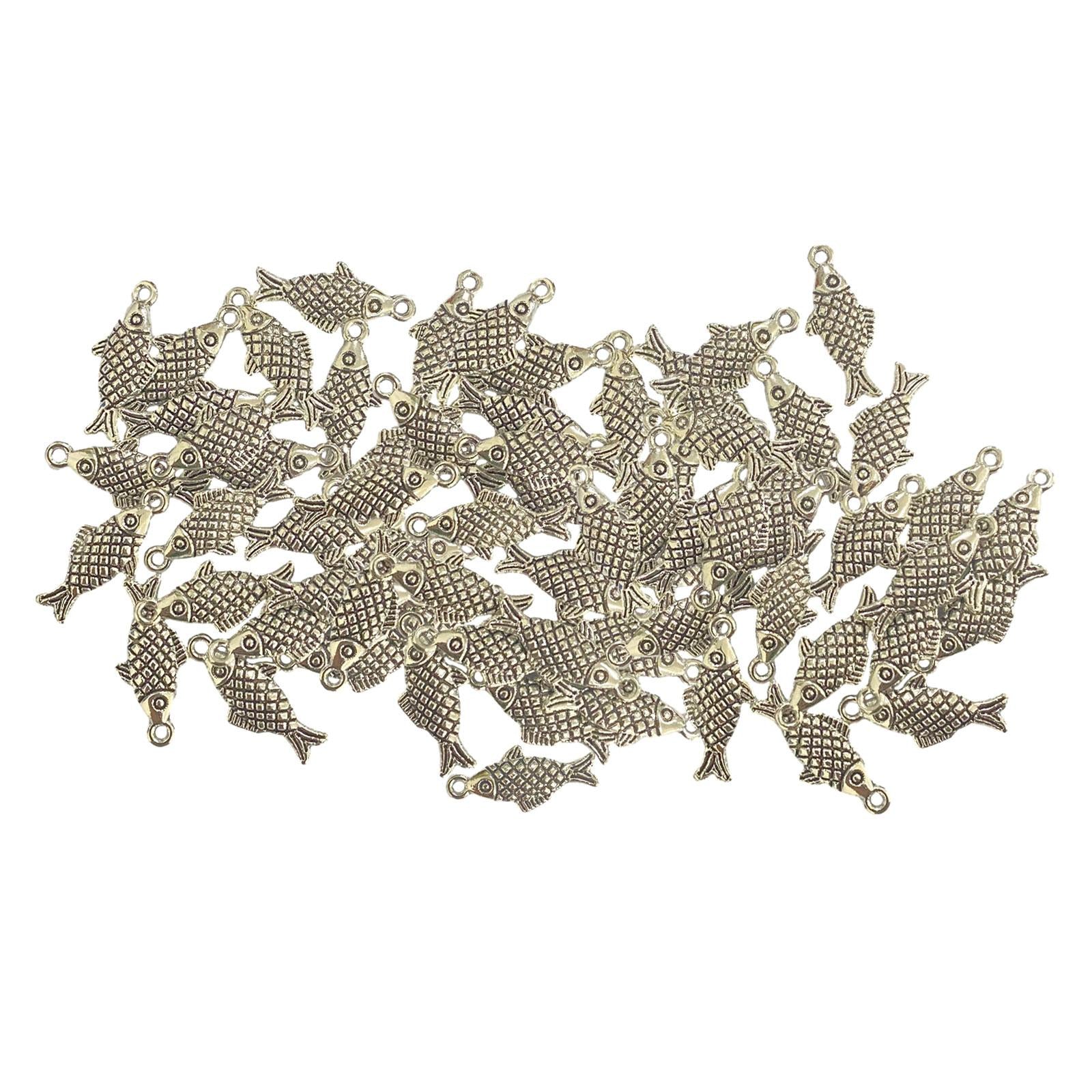 20 Pieces Animal Fish Charms for Handmade Crafts Anklets Bag Decoration silver