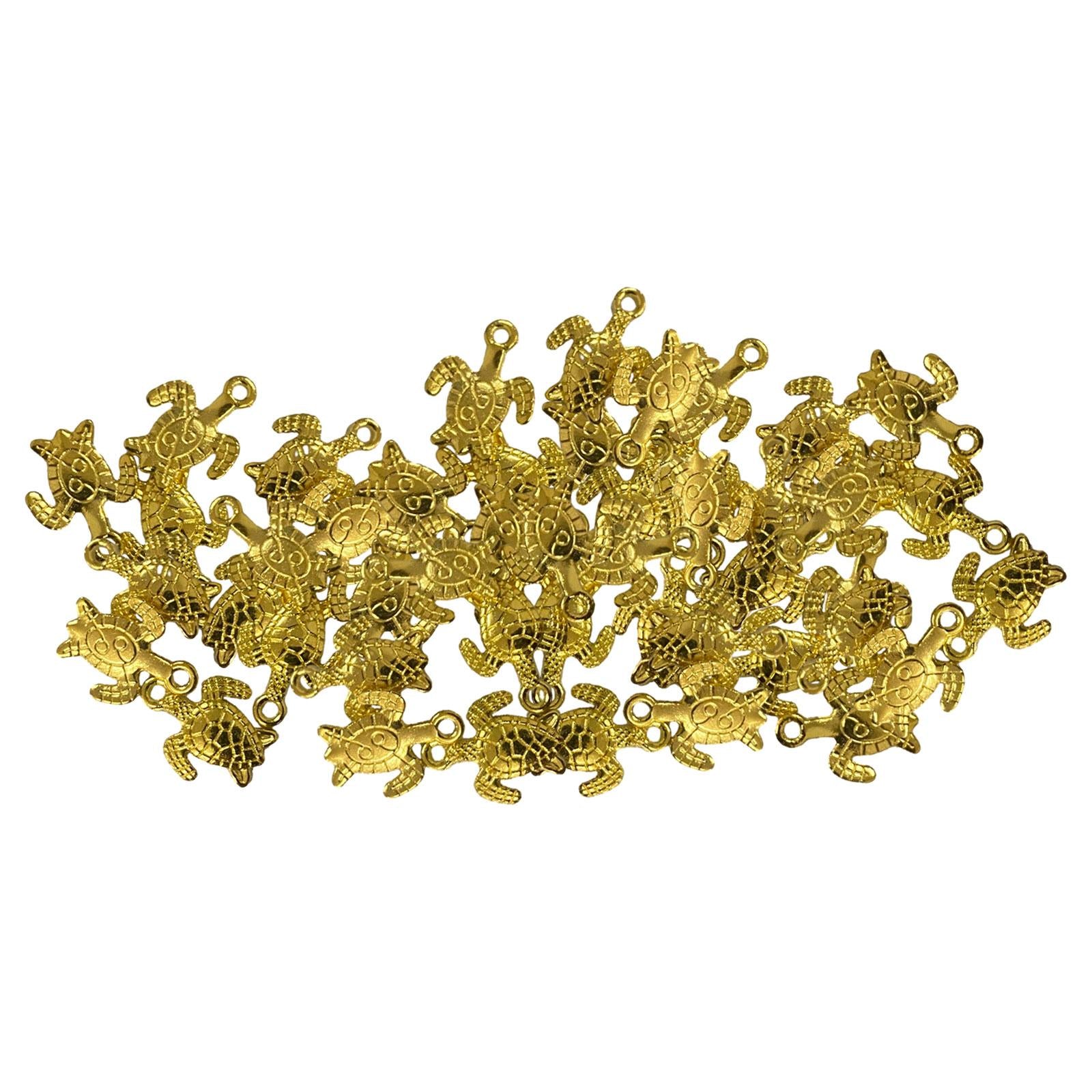 50 Pieces Sea Turtle Pendants Bulk for Bracelets Necklace DIY Craft Supplies Gold