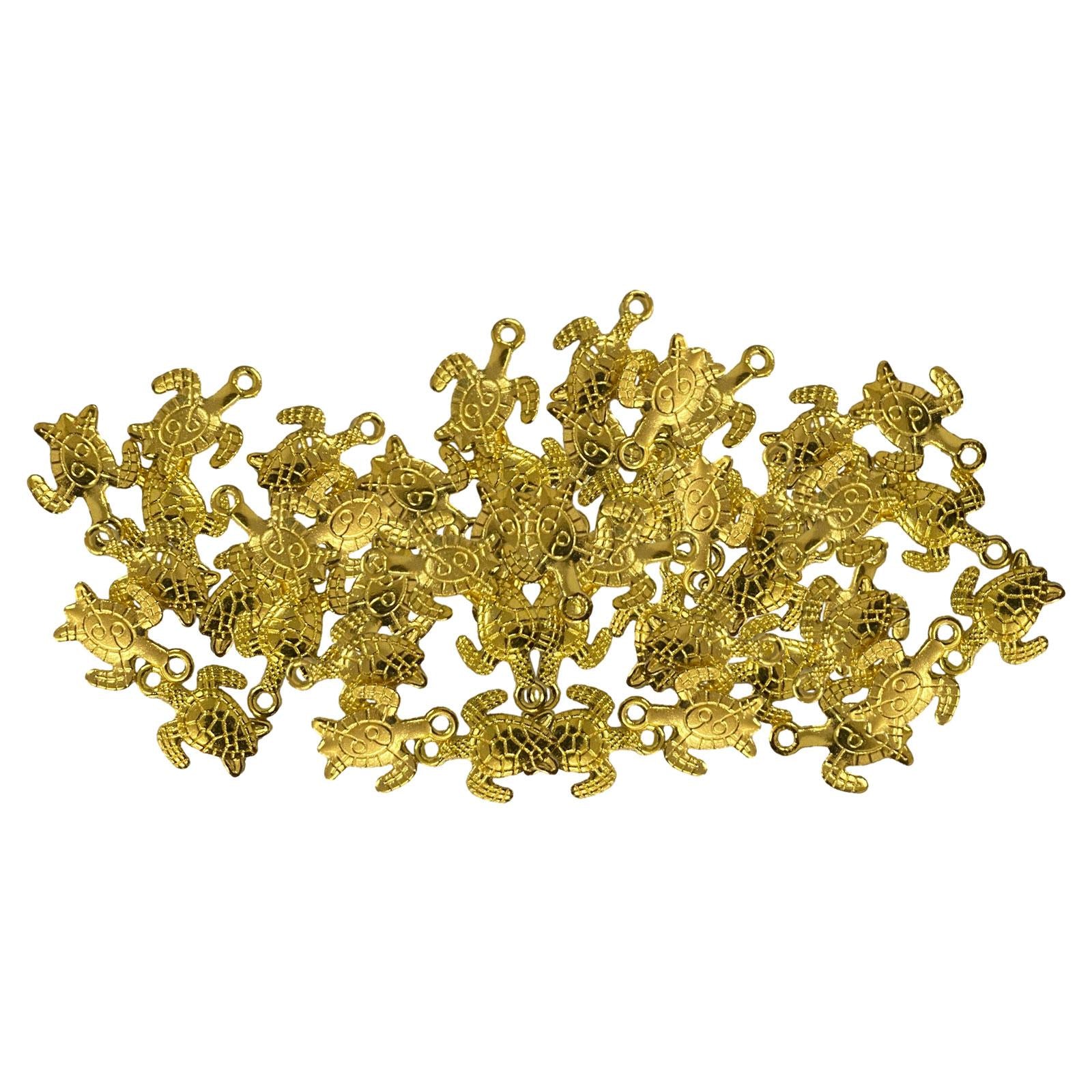 50 Pieces Sea Turtle Pendants Bulk for Bracelets Necklace DIY Craft Supplies Gold