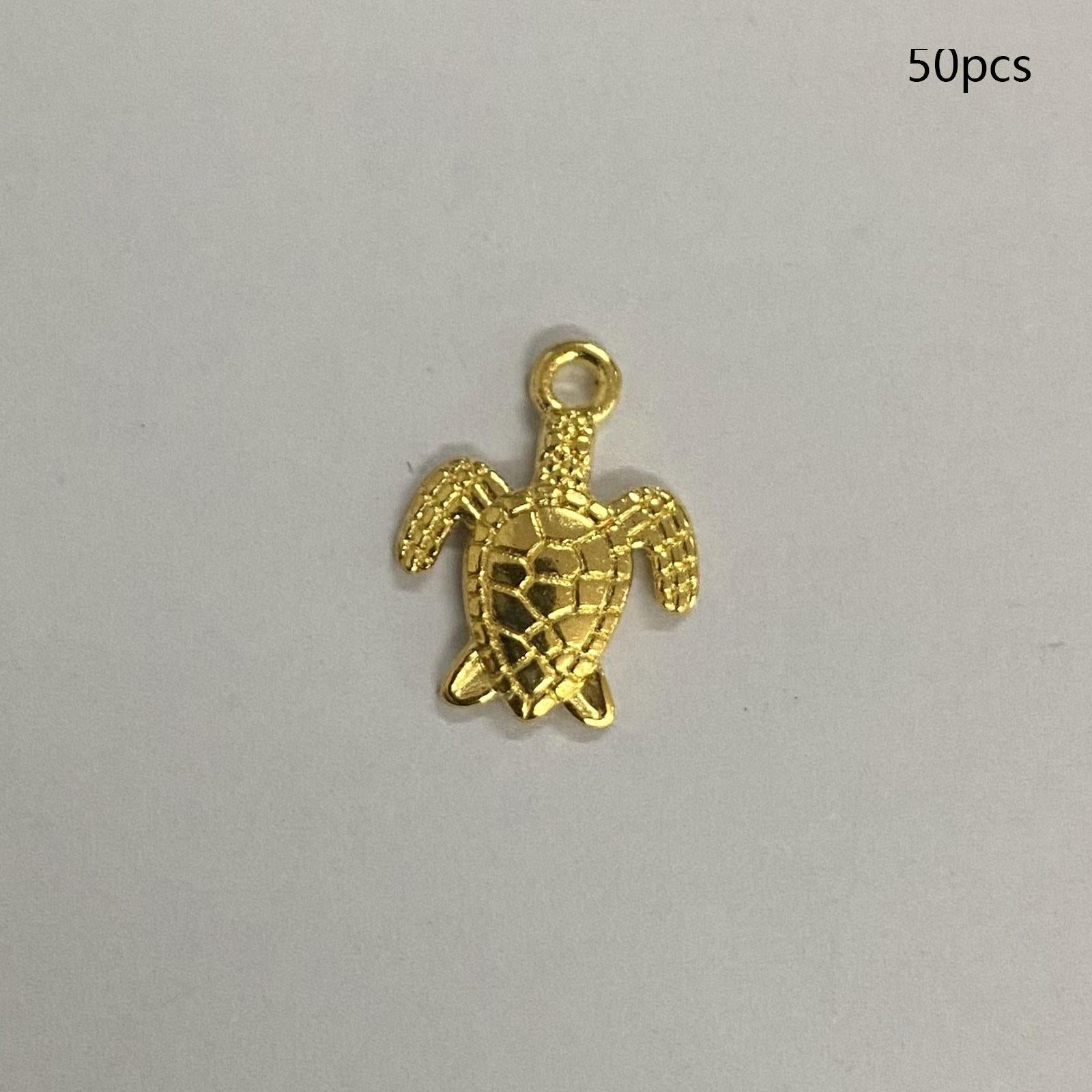 50 Pieces Sea Turtle Pendants Bulk for Bracelets Necklace DIY Craft Supplies Gold