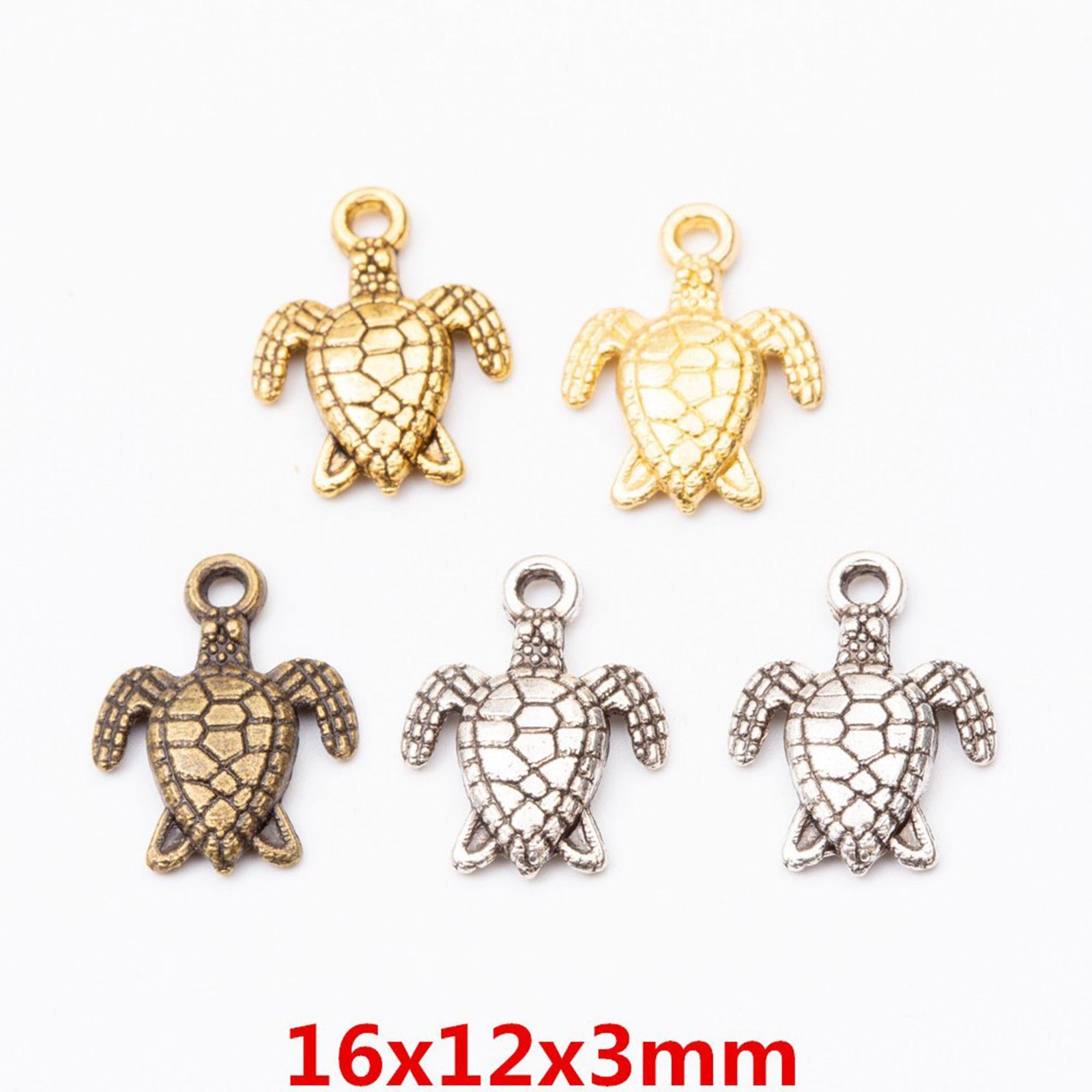 50 Pieces Sea Turtle Pendants Bulk for Bracelets Necklace DIY Craft Supplies Gold