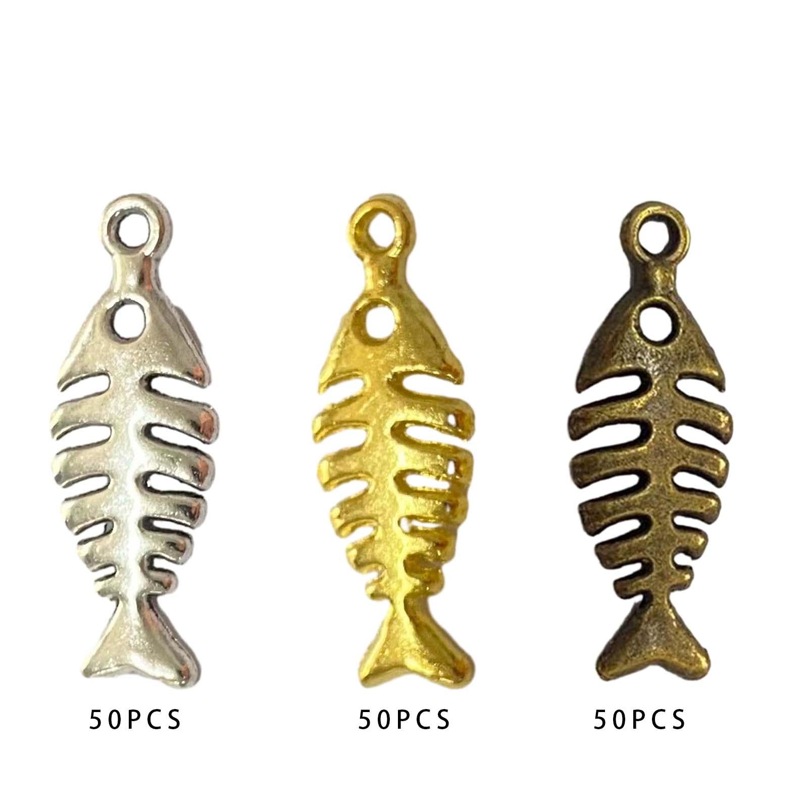 3x50Pcs Fish Charms Alloy Fish Pendant Charms for Earrings Necklace Accs Argent