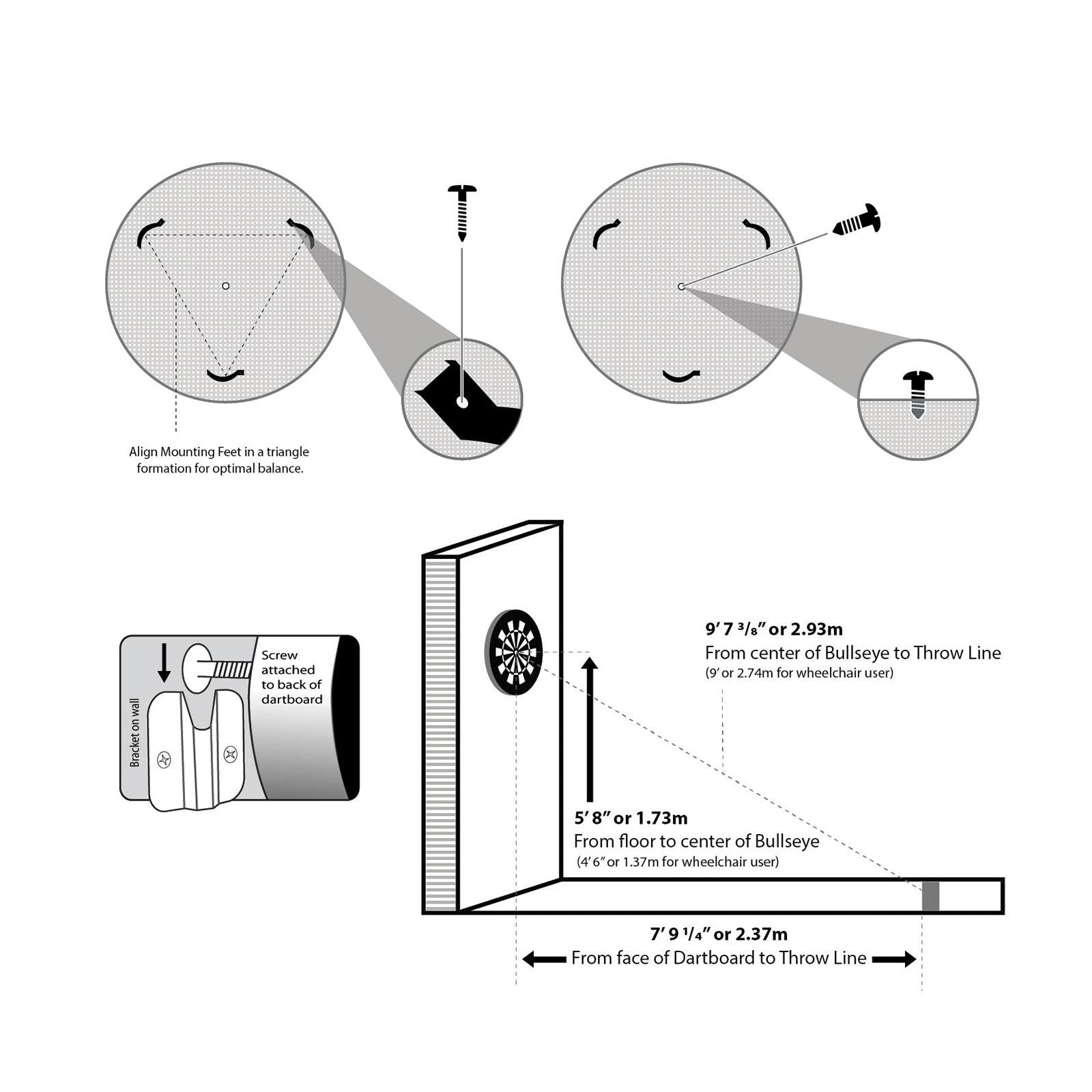 3xDart Mounting Kits Replacement Easy to Install for Hanging Dart Wall Bracket Style A