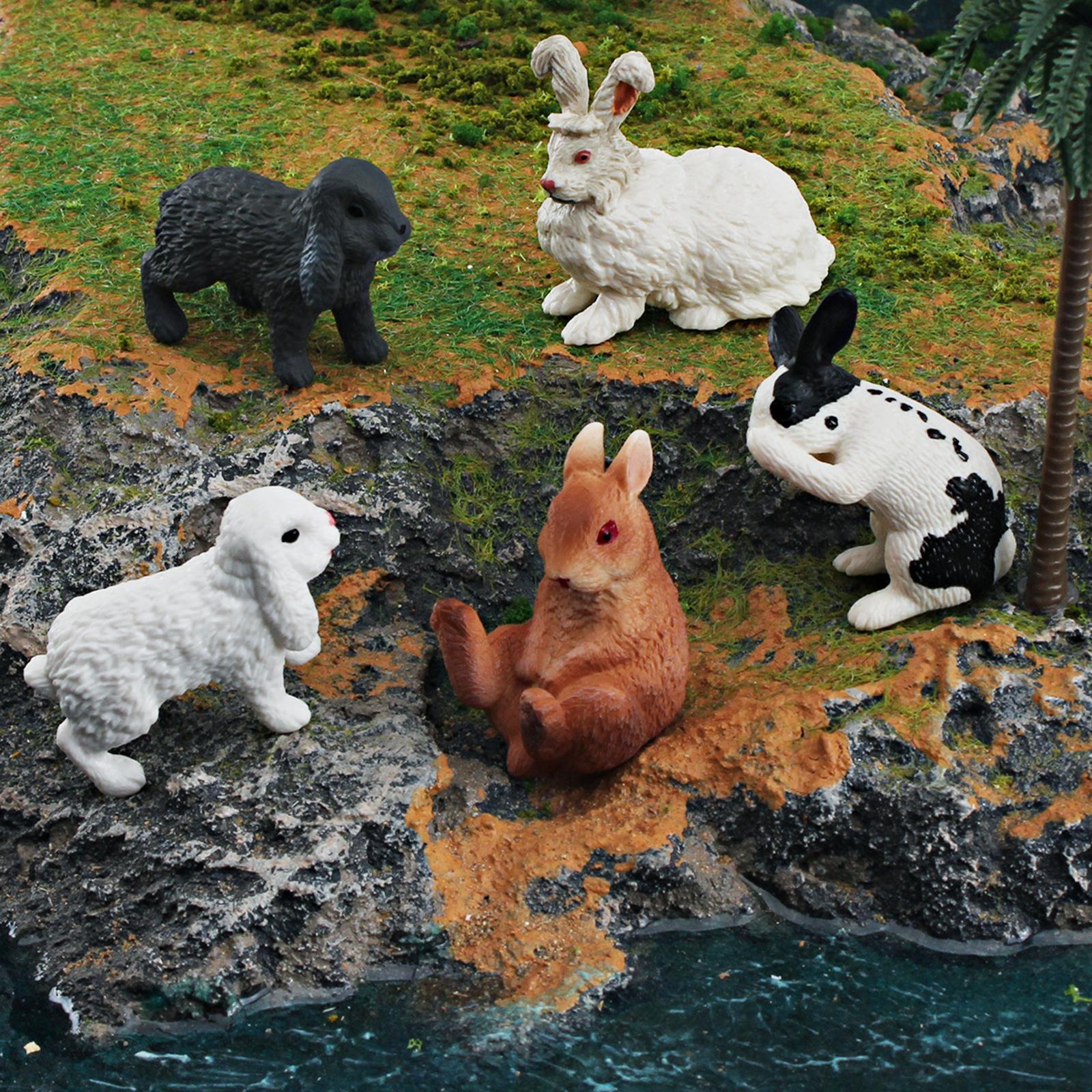 Rabbit Figurines Preschool Rabbit Playset Model for Xmas Present Cake Topper Style C