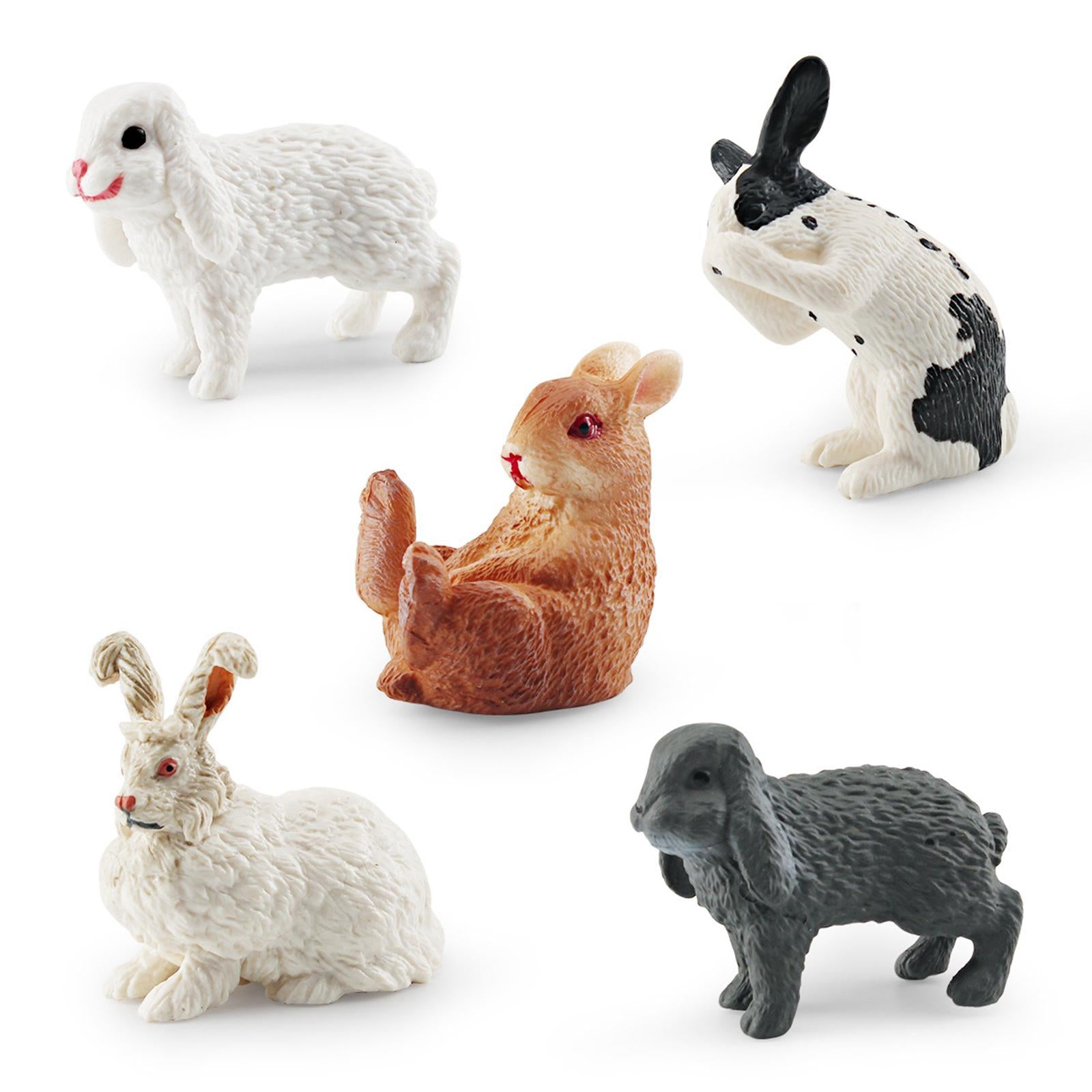Rabbit Figurines Preschool Rabbit Playset Model for Xmas Present Cake Topper Style E