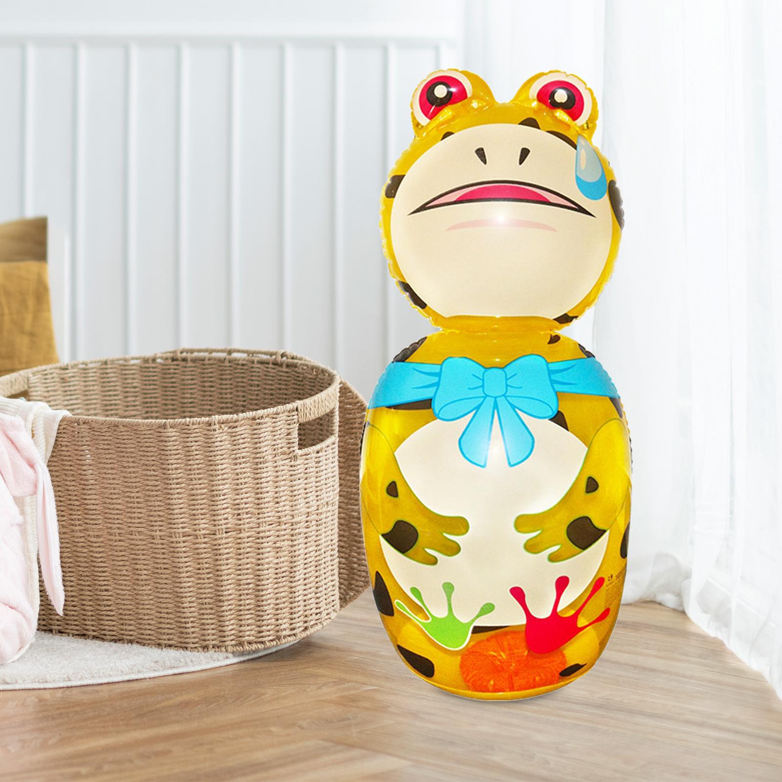 Inflatable Punching Bag for Indoors Outdoors Themed Birthday Party Toddlers Yellow 100cm