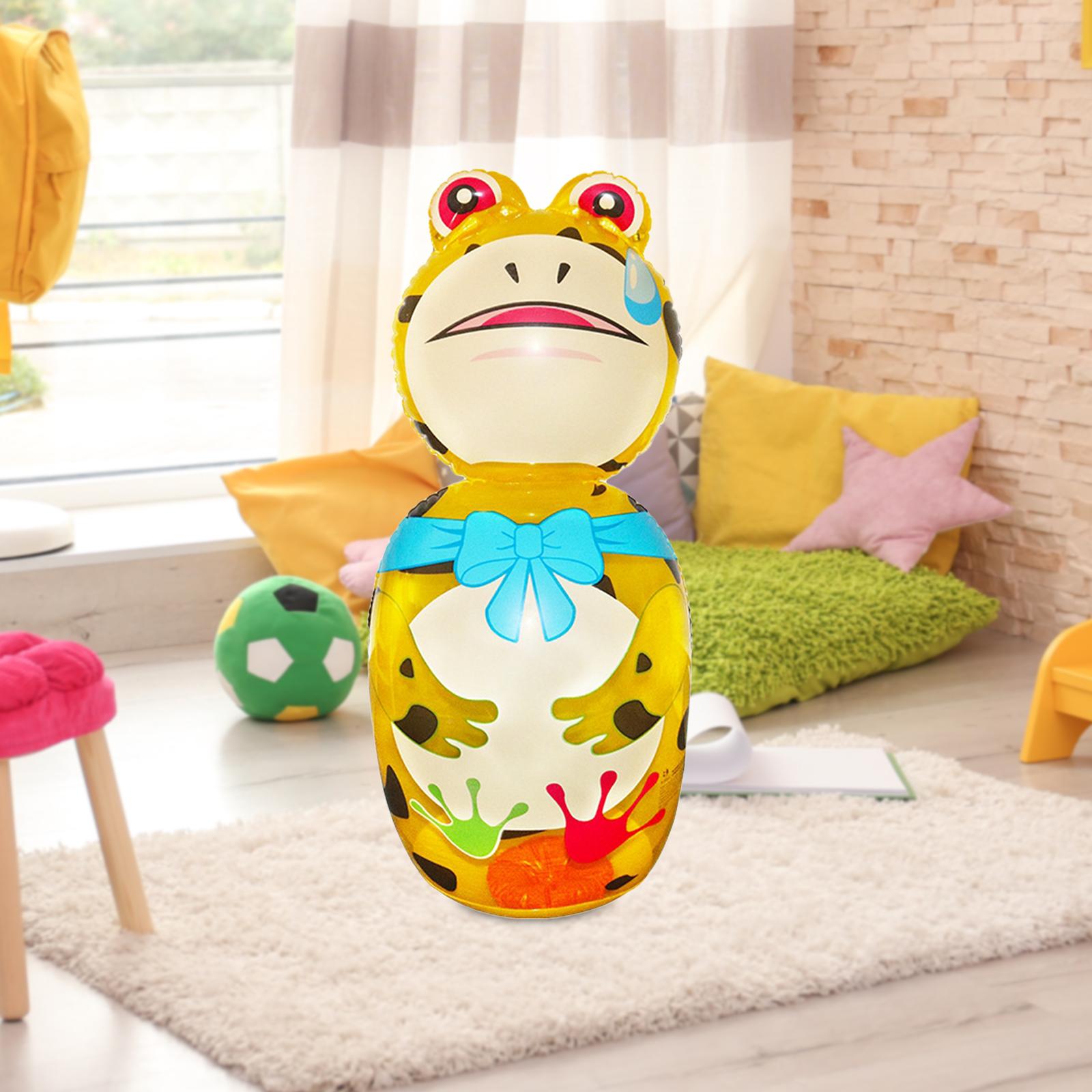 Inflatable Punching Bag for Indoors Outdoors Themed Birthday Party Toddlers Yellow 80cm