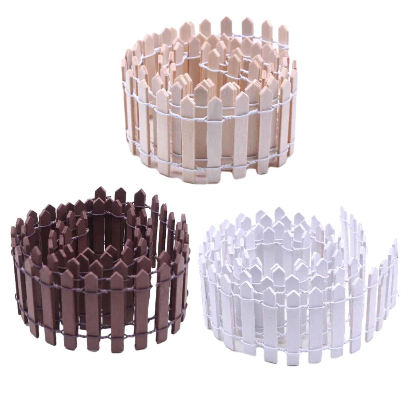 3xMiniature Fairy Garden Fence 90x5cm for Dollhouses Fairy Gardens Accessories Coffee
