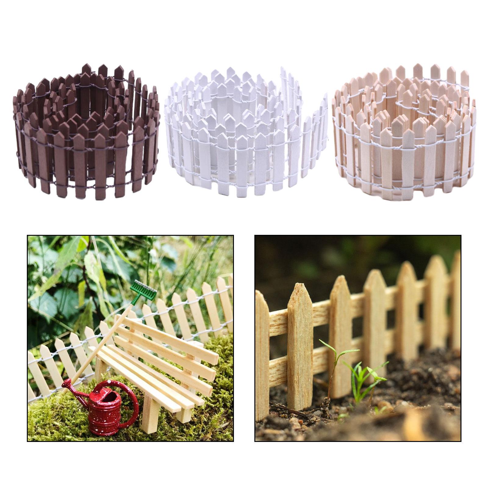 3xMiniature Fairy Garden Fence 90x5cm for Dollhouses Fairy Gardens Accessories Coffee