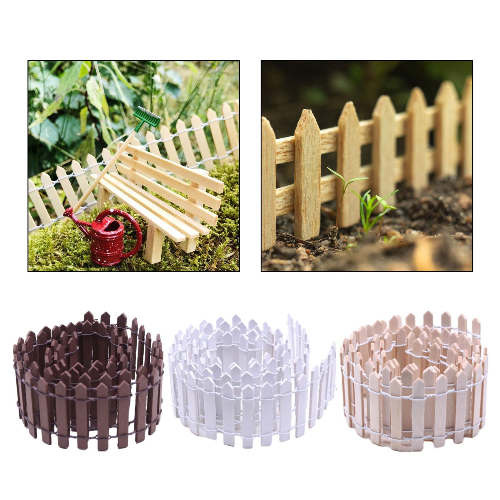 2xMiniature Fairy Garden Fence 90x5cm for Dollhouses Fairy Gardens Accessories Coffee