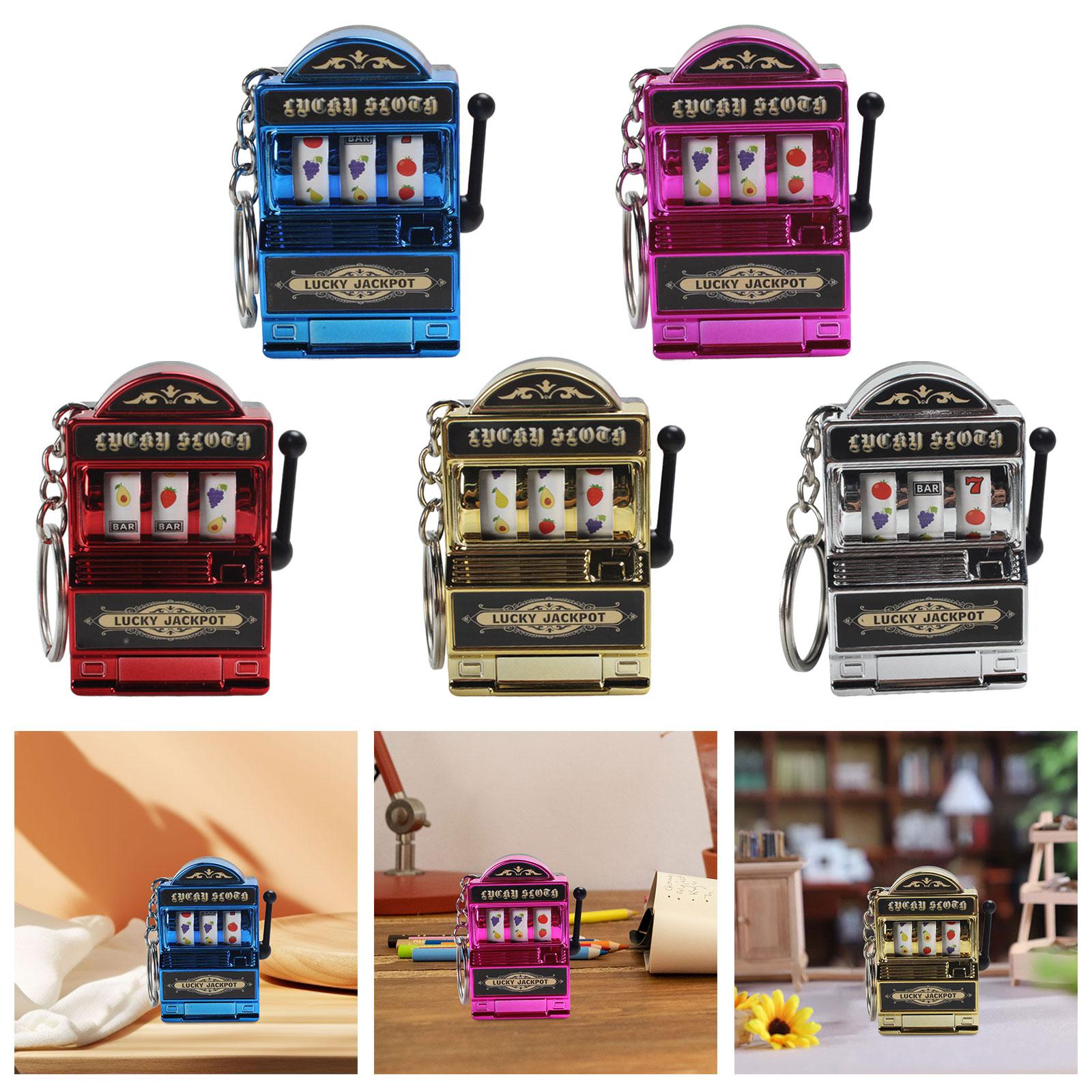 2xMini Slot Machine Keychain Festival Novelty Mini Arcade Game Toy for Boy Men Blue