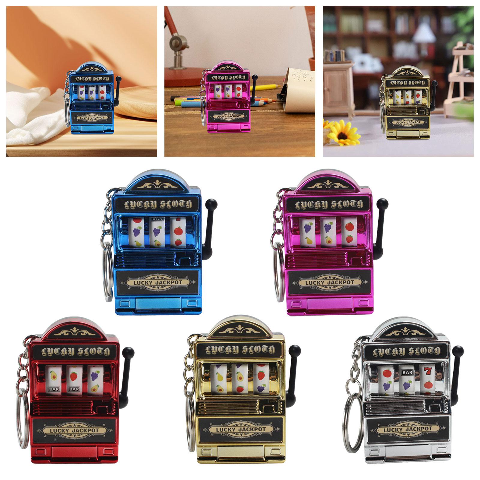 2xMini Slot Machine Keychain Festival Novelty Mini Arcade Game Toy for Boy Men Blue