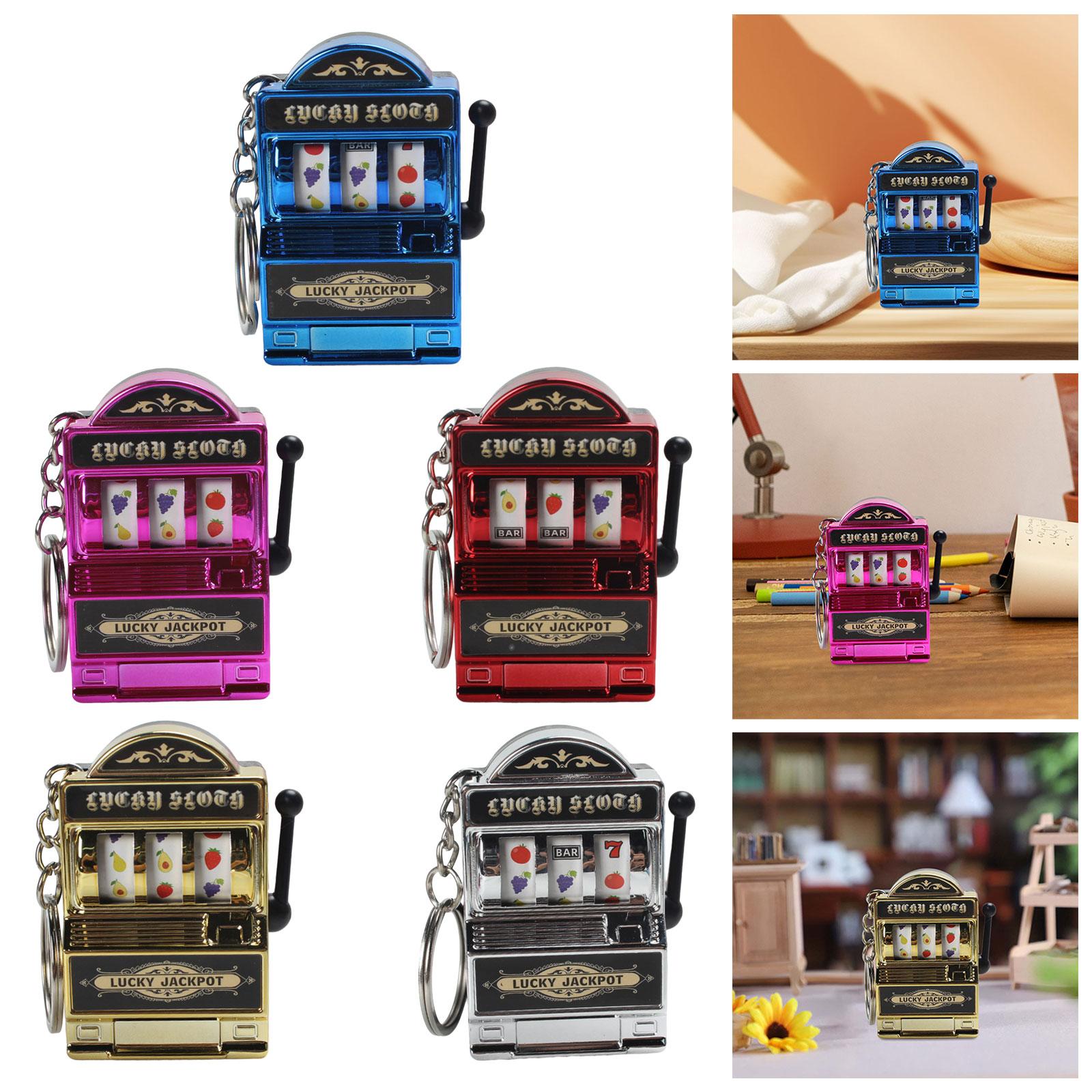 4xMini Slot Machine Keychain Festival Novelty Mini Arcade Game Toy for Boy Men Blue