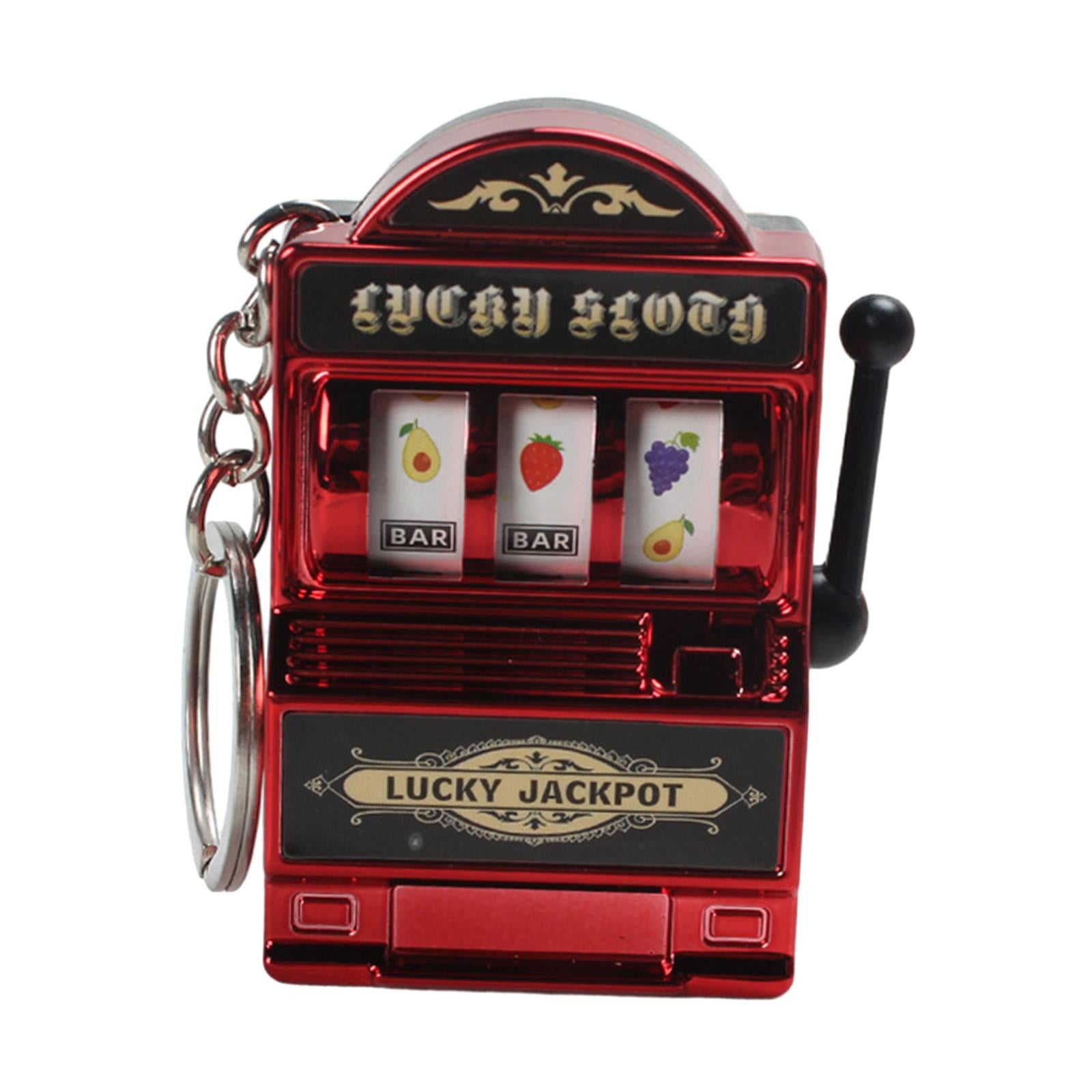 3xMini Slot Machine Keychain Festival Novelty Mini Arcade Game Toy for Boy Men Red
