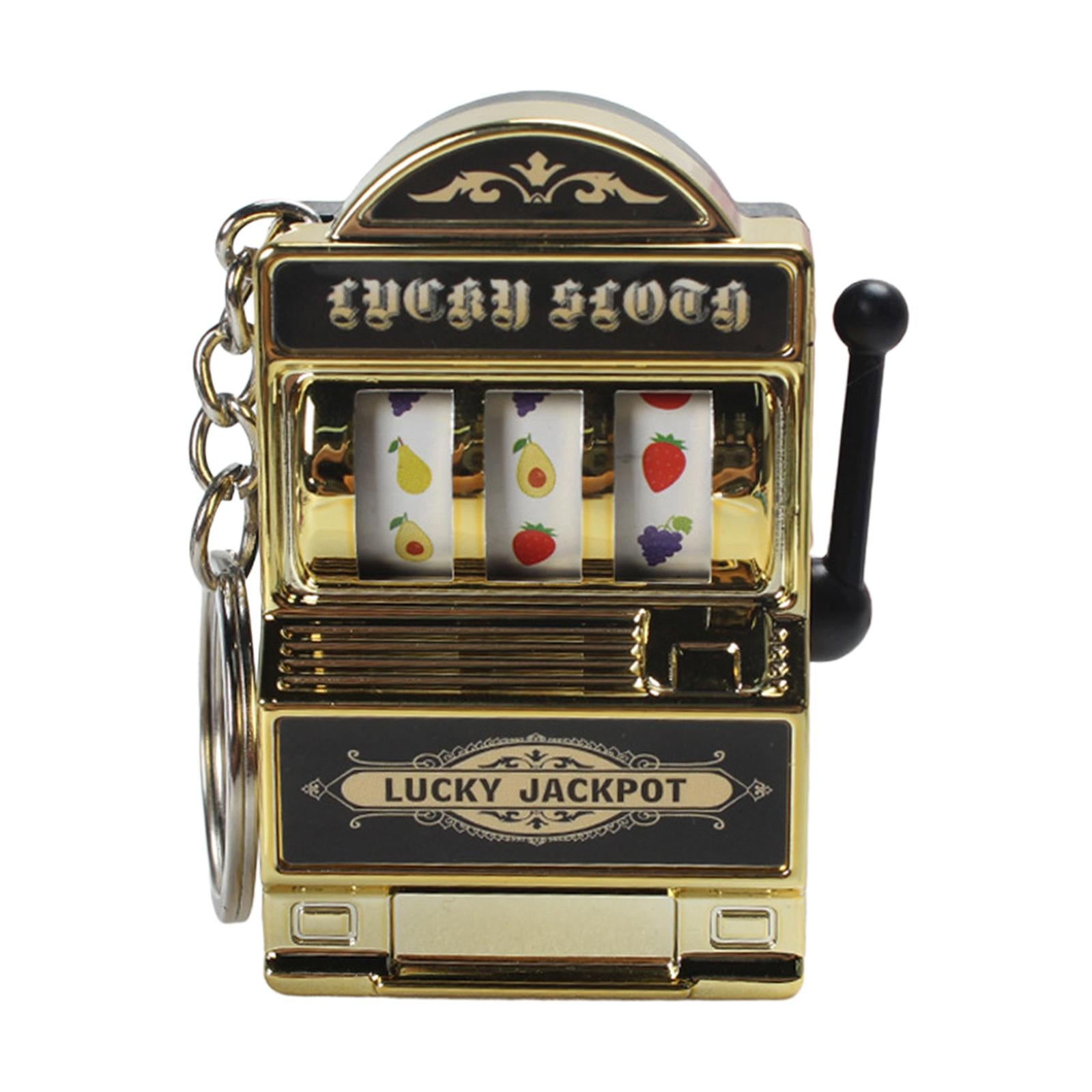 2xMini Slot Machine Keychain Festival Novelty Mini Arcade Game Toy for Boy Men Gold
