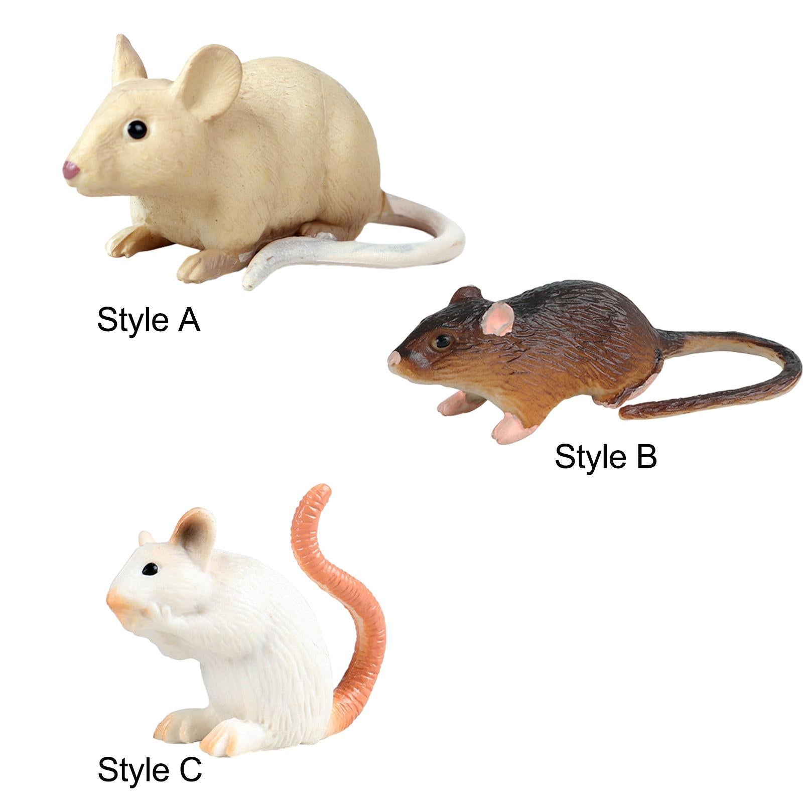 3xMice Toy Sculptures Mouse Model for Holiday Kindergarten Party Supplies