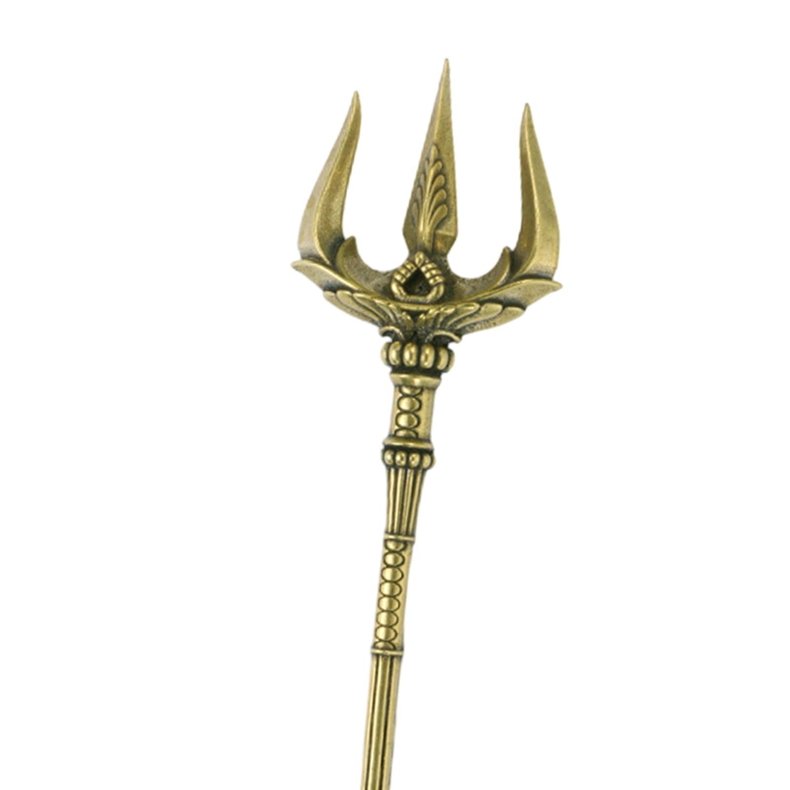 Trident Table Handcrafted Miniature Figurines Brass Ornament Statue without base