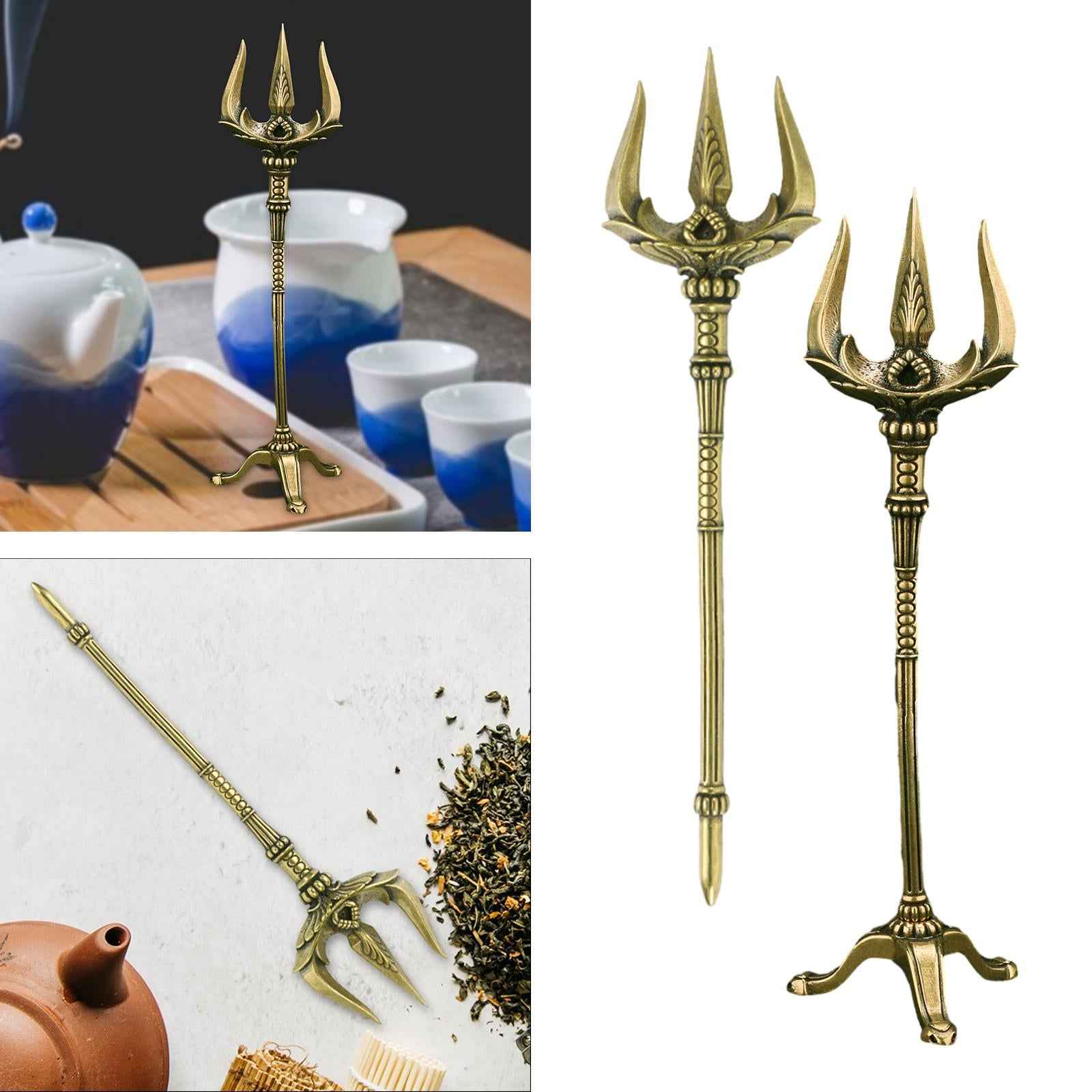 Trident Table Handcrafted Miniature Figurines Brass Ornament Statue without base