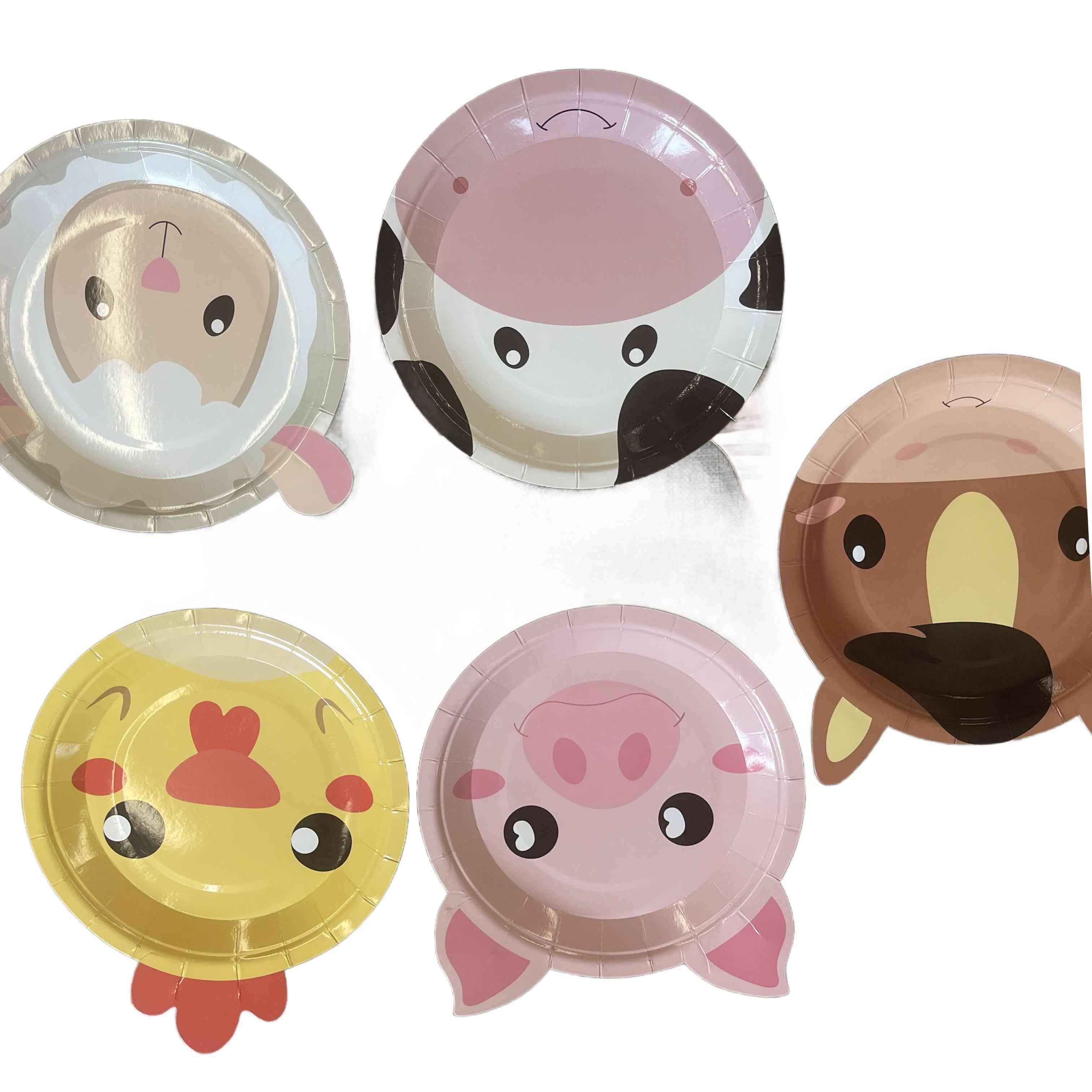 50Pcs Farm Animal Shaped Paper Plates Cute for Animals Party Favors Barnyard 7inch