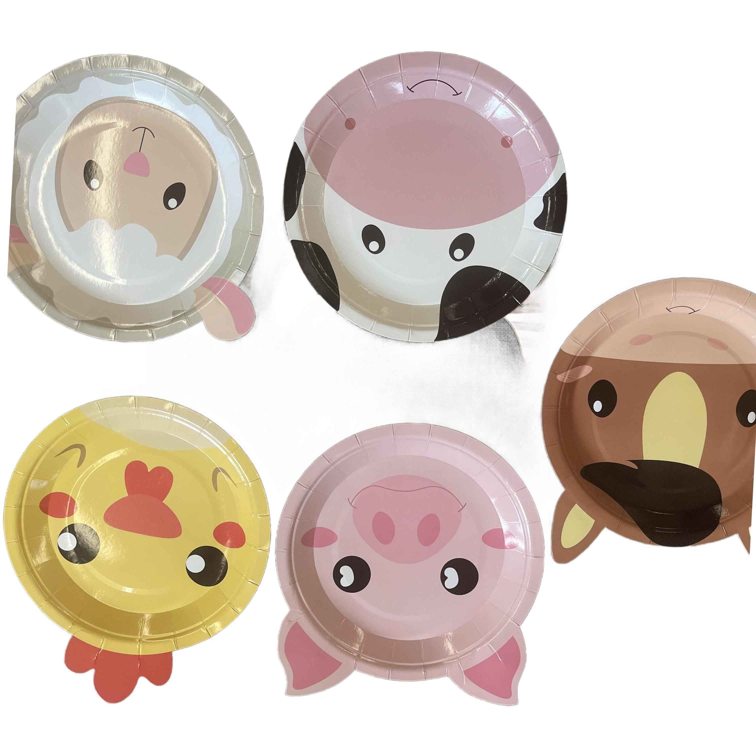 50Pcs Farm Animal Shaped Paper Plates Cute for Animals Party Favors Barnyard 7inch