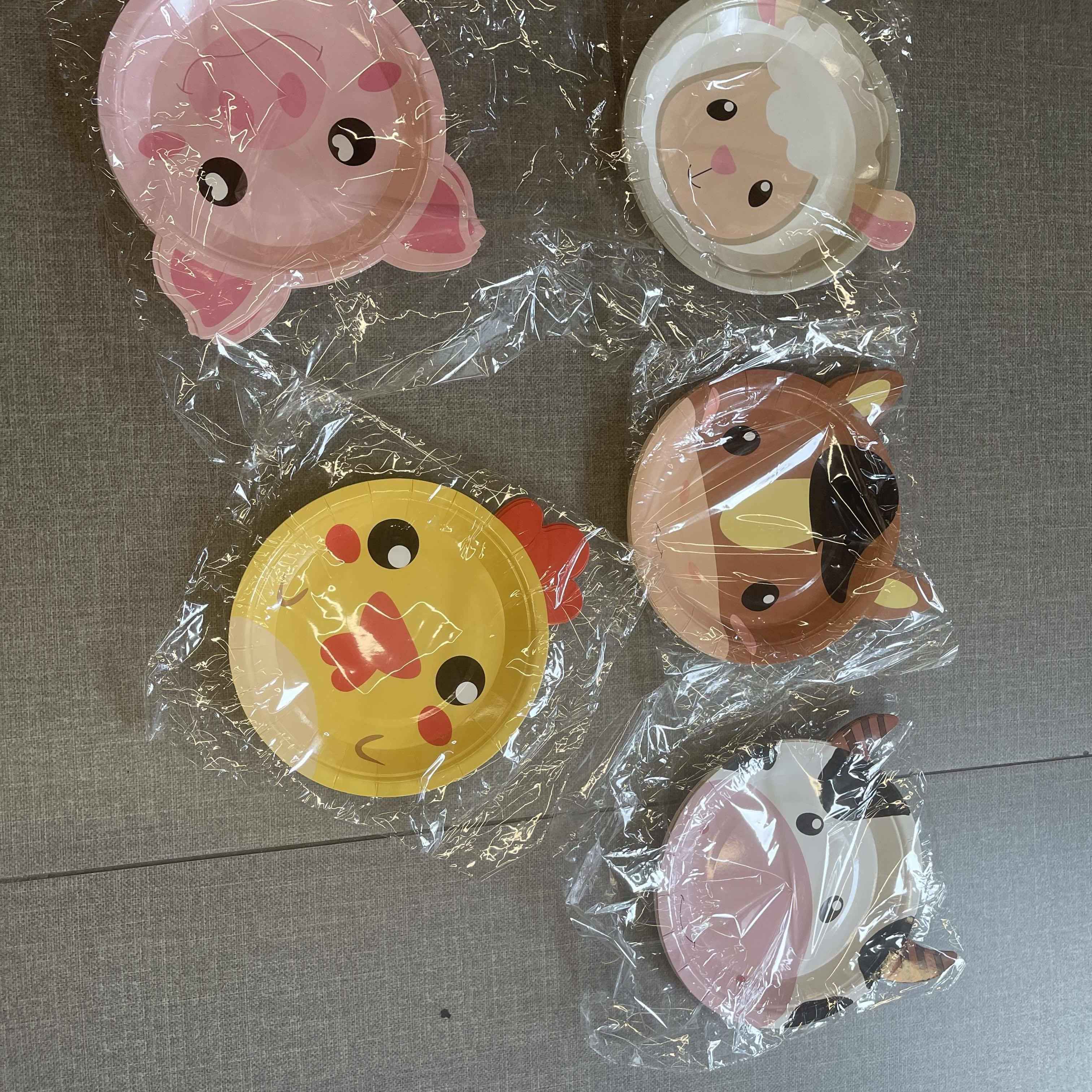 50Pcs Farm Animal Shaped Paper Plates Cute for Animals Party Favors Barnyard 7inch
