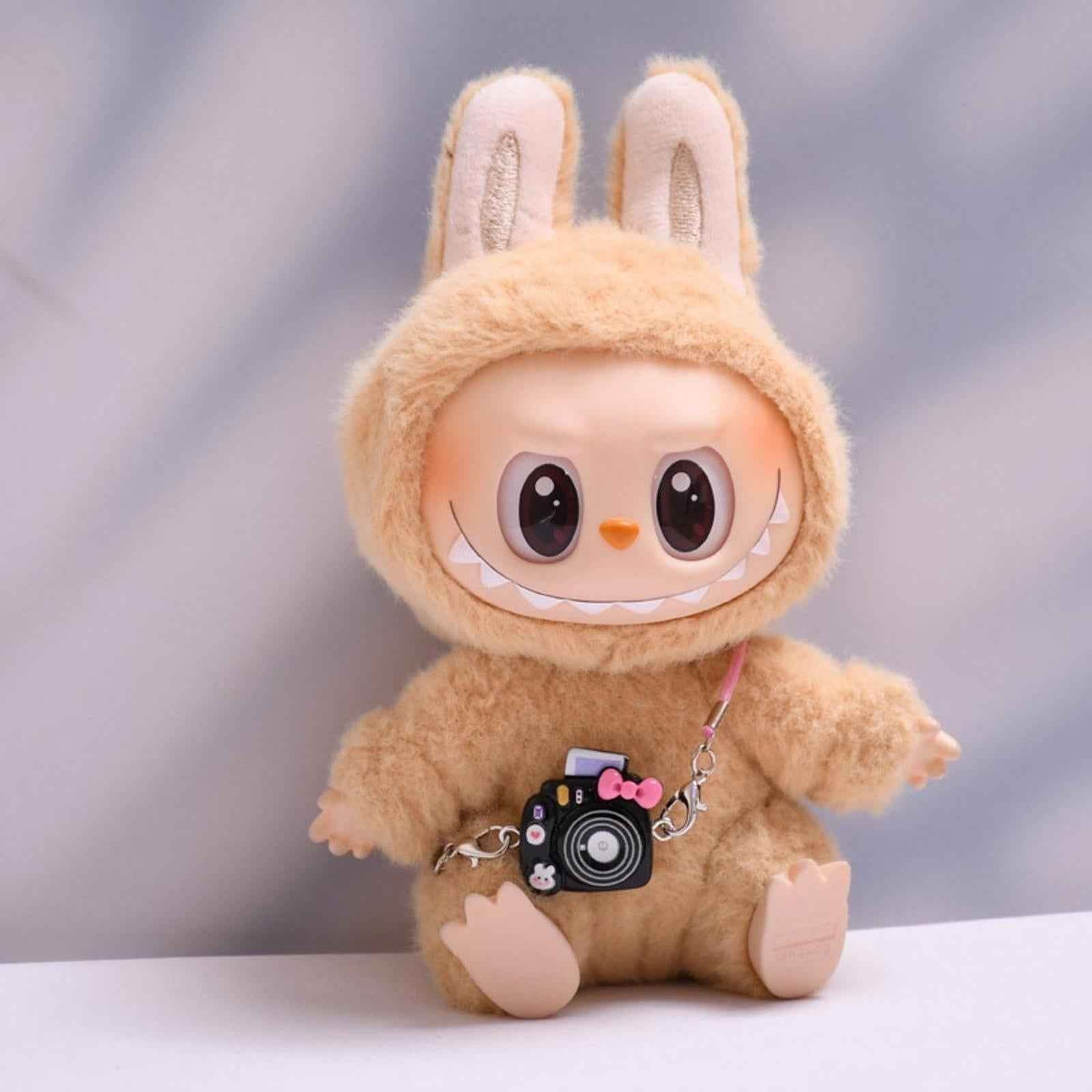 Plush Doll Mini Camera Trendy Stuffed Figures Toy Accessory Cute Photo Props Black