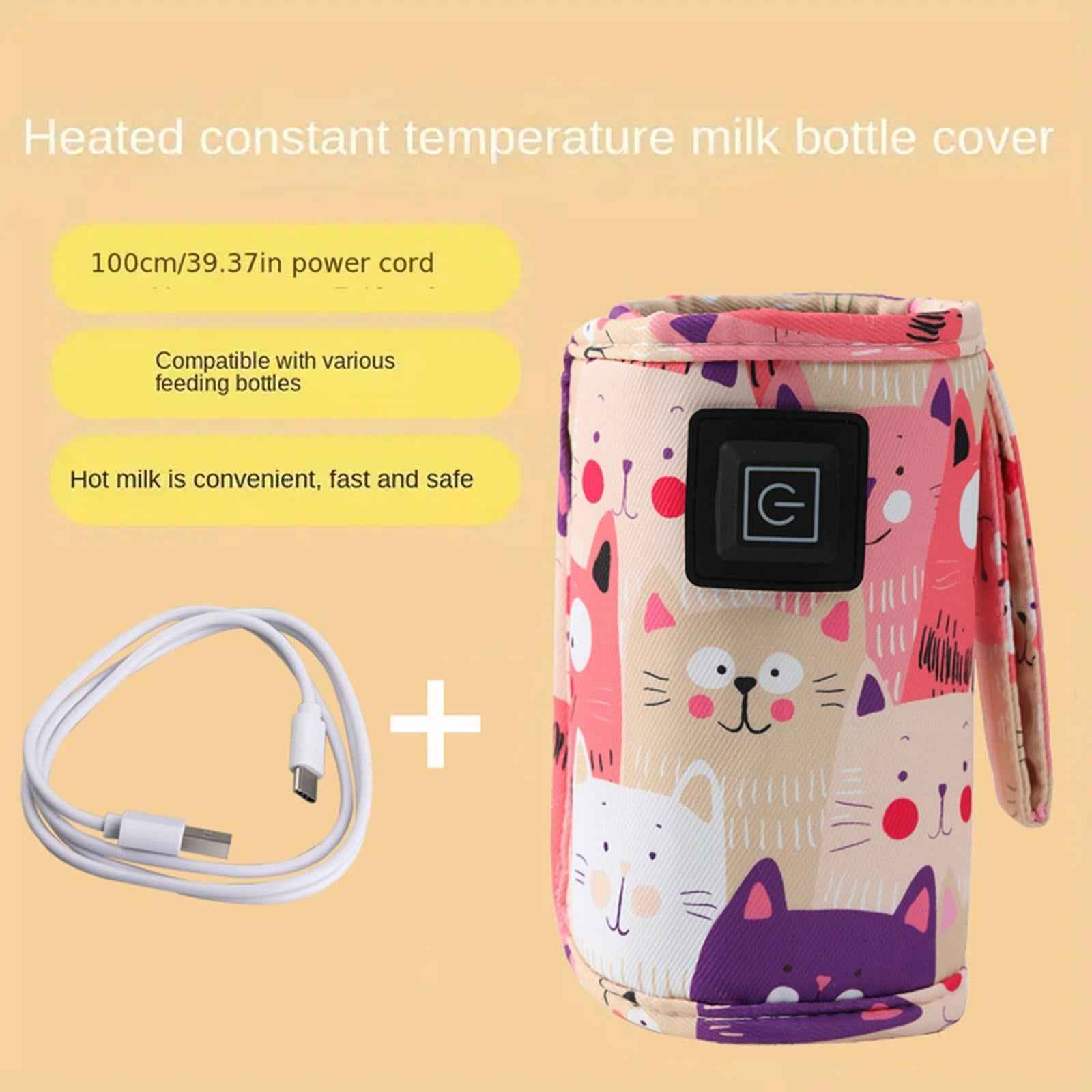 USB Bottle Warmer Fast Heating Milk Heater Cover for Home Traveling Car Pink