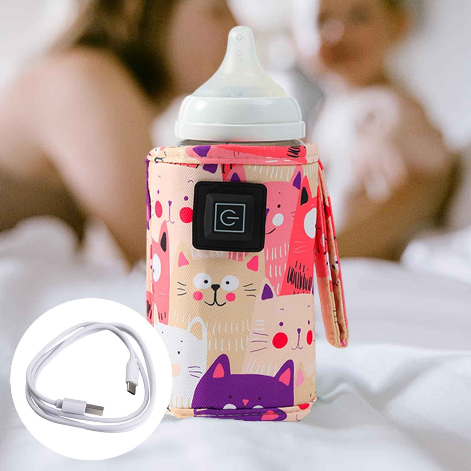 USB Bottle Warmer Fast Heating Milk Heater Cover for Home Traveling Car Pink