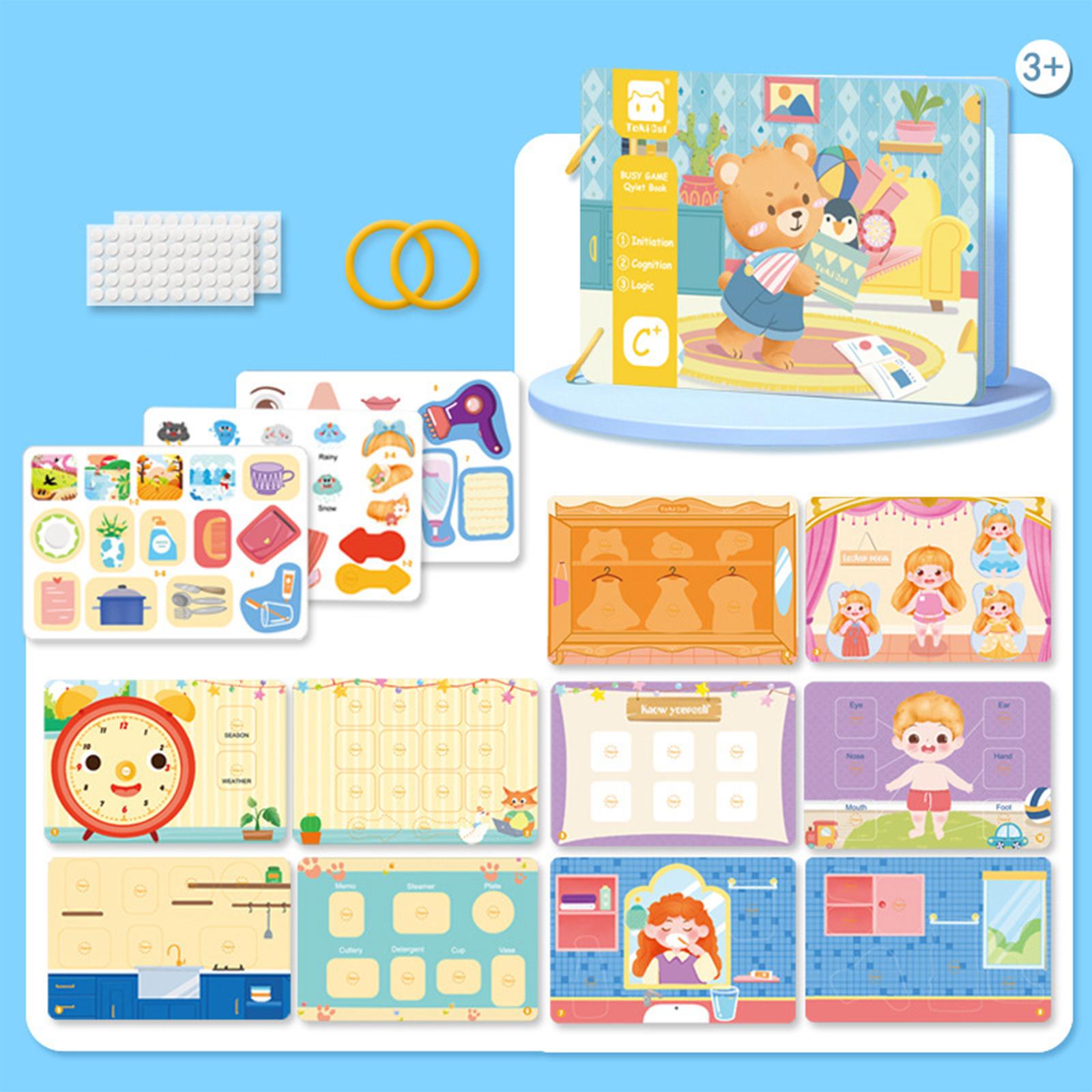 Baby Early Education Tear Book Portable Sensory Toy Interactive Sticker Book bear