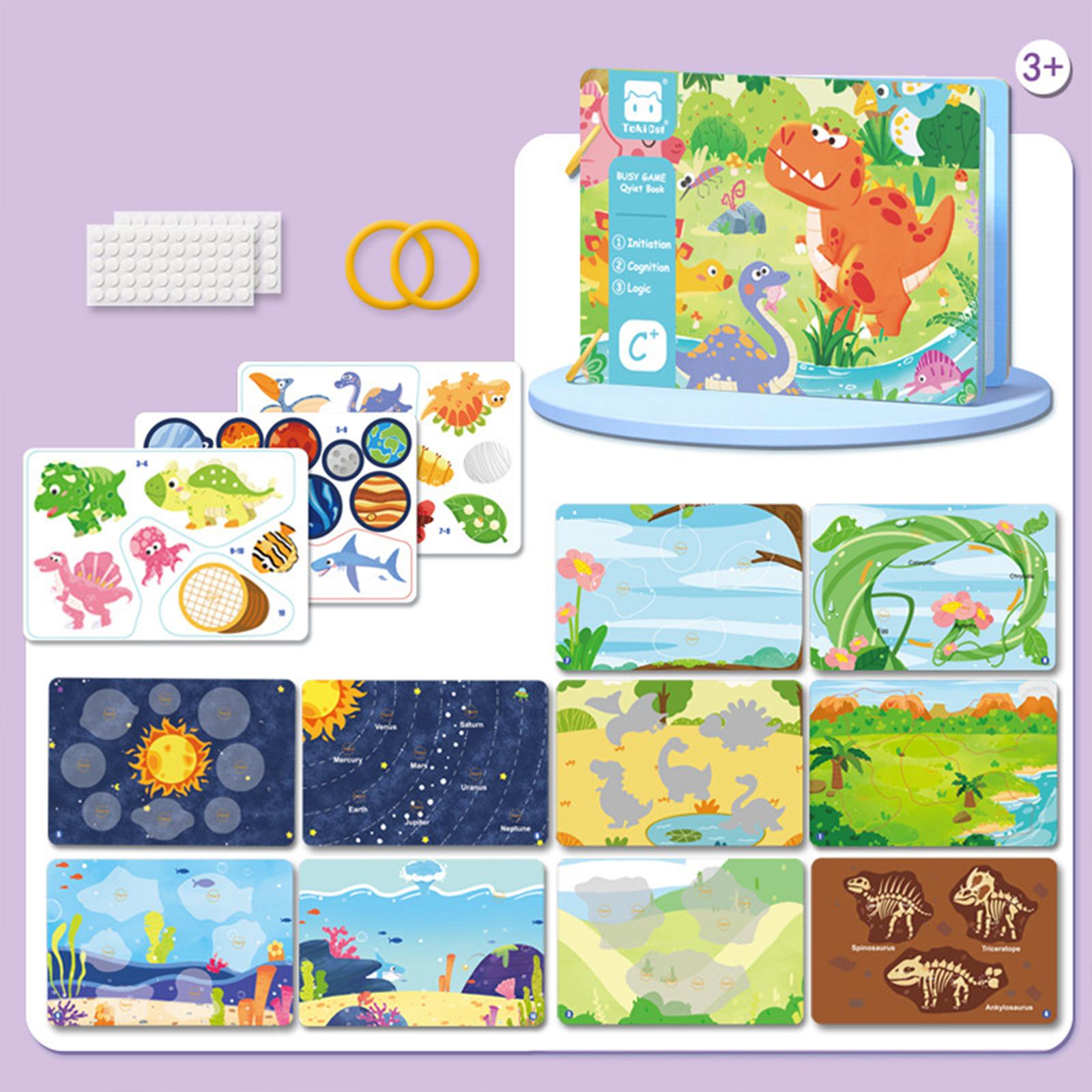 Baby Early Education Tear Book Portable Sensory Toy Interactive Sticker Book Dinosaur